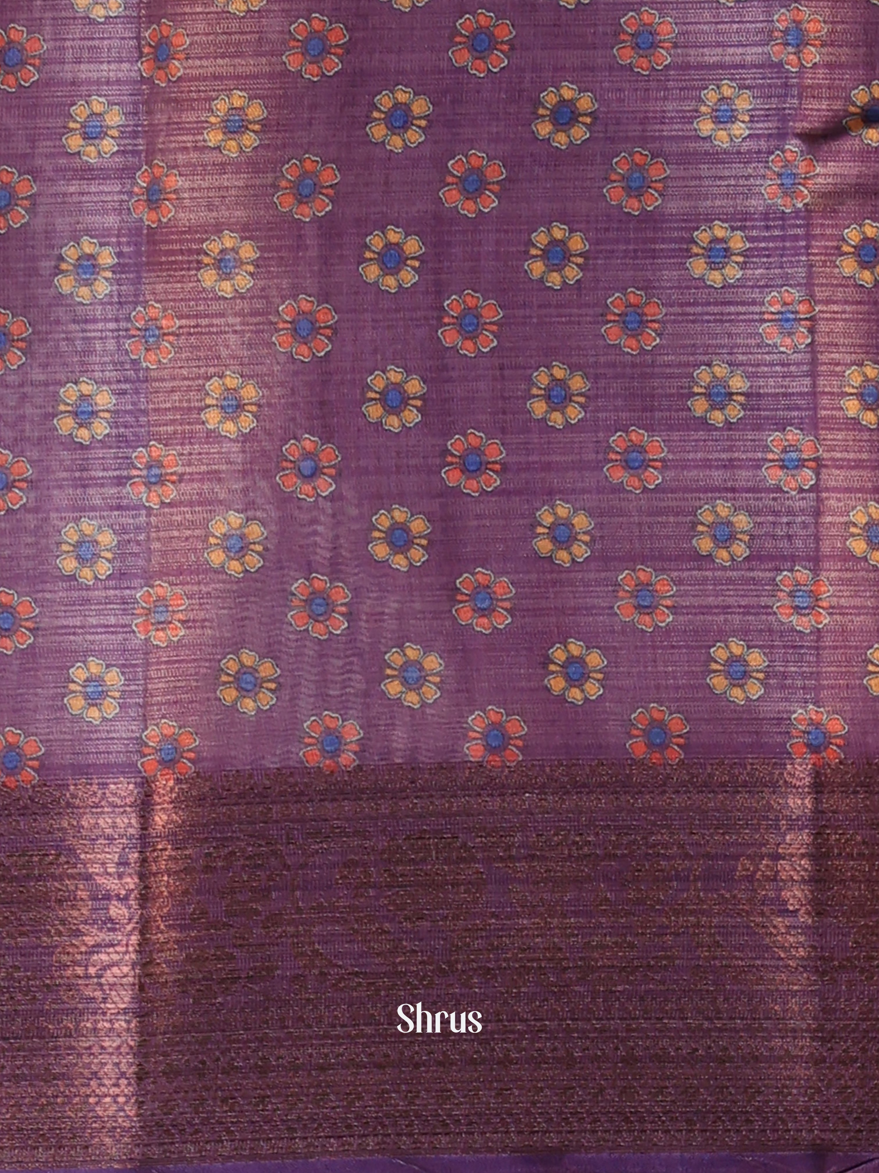 Cream & Wine - Semi Tissue Saree - Shop on Shrus.com