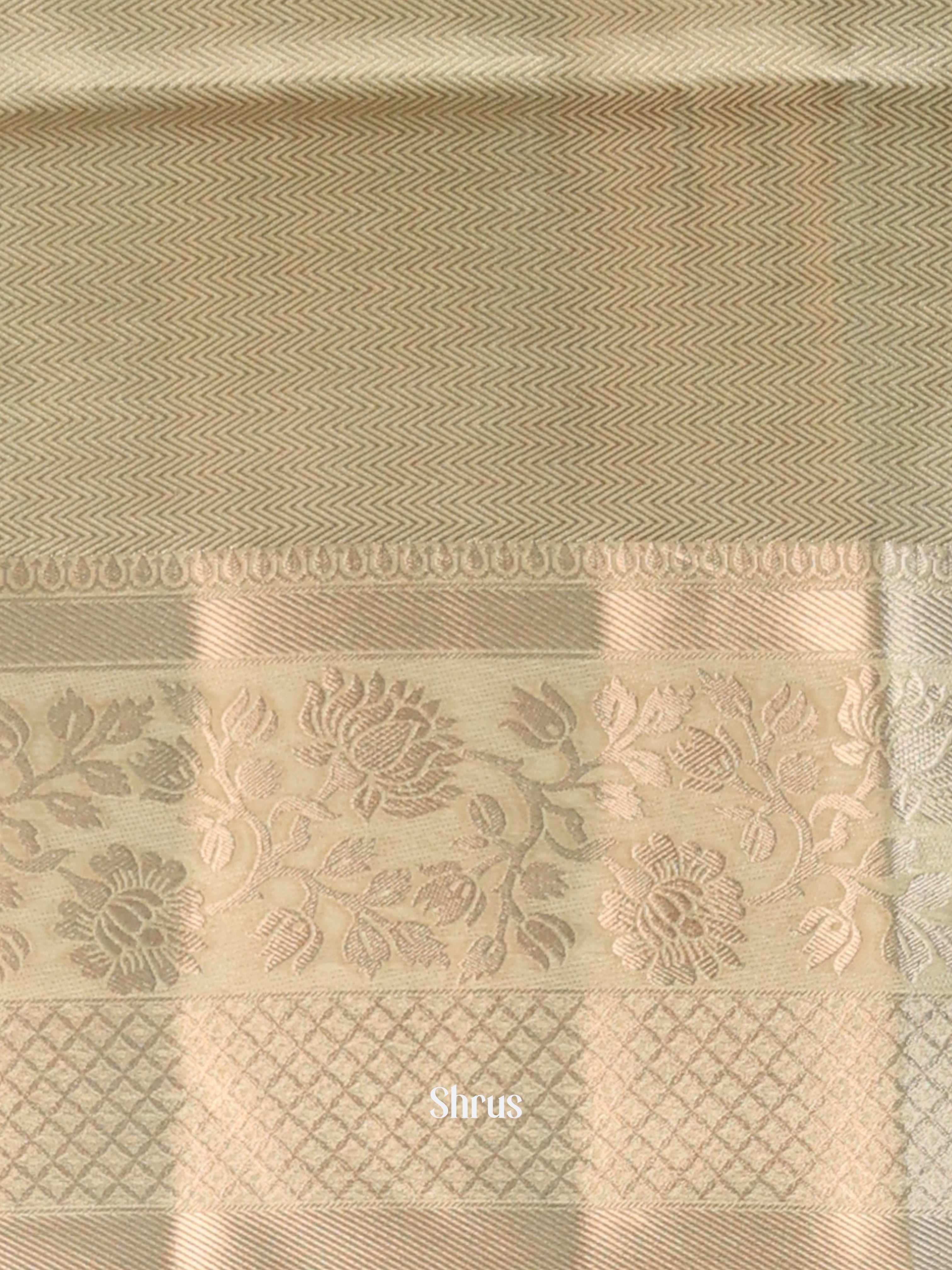 Cream - Printed chanderi Saree