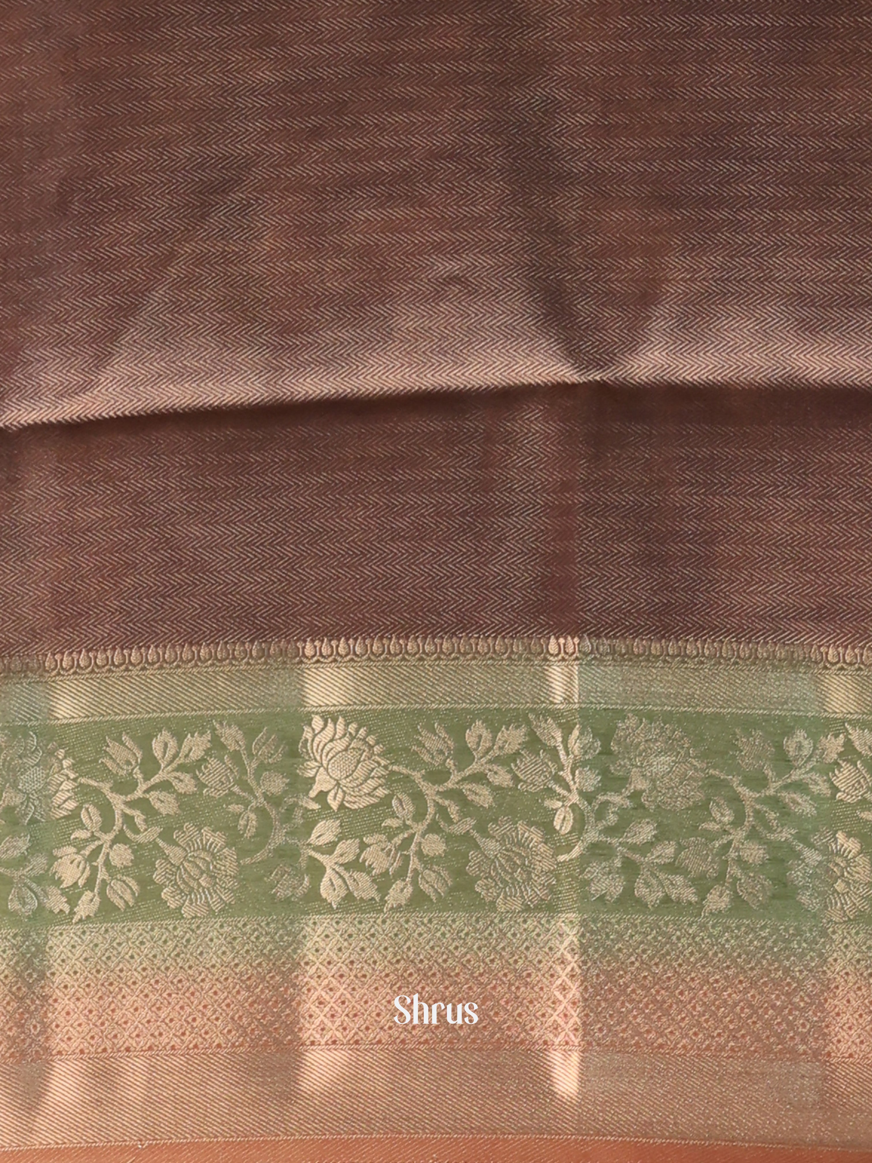 Peach & Brown - Printed chanderi Saree