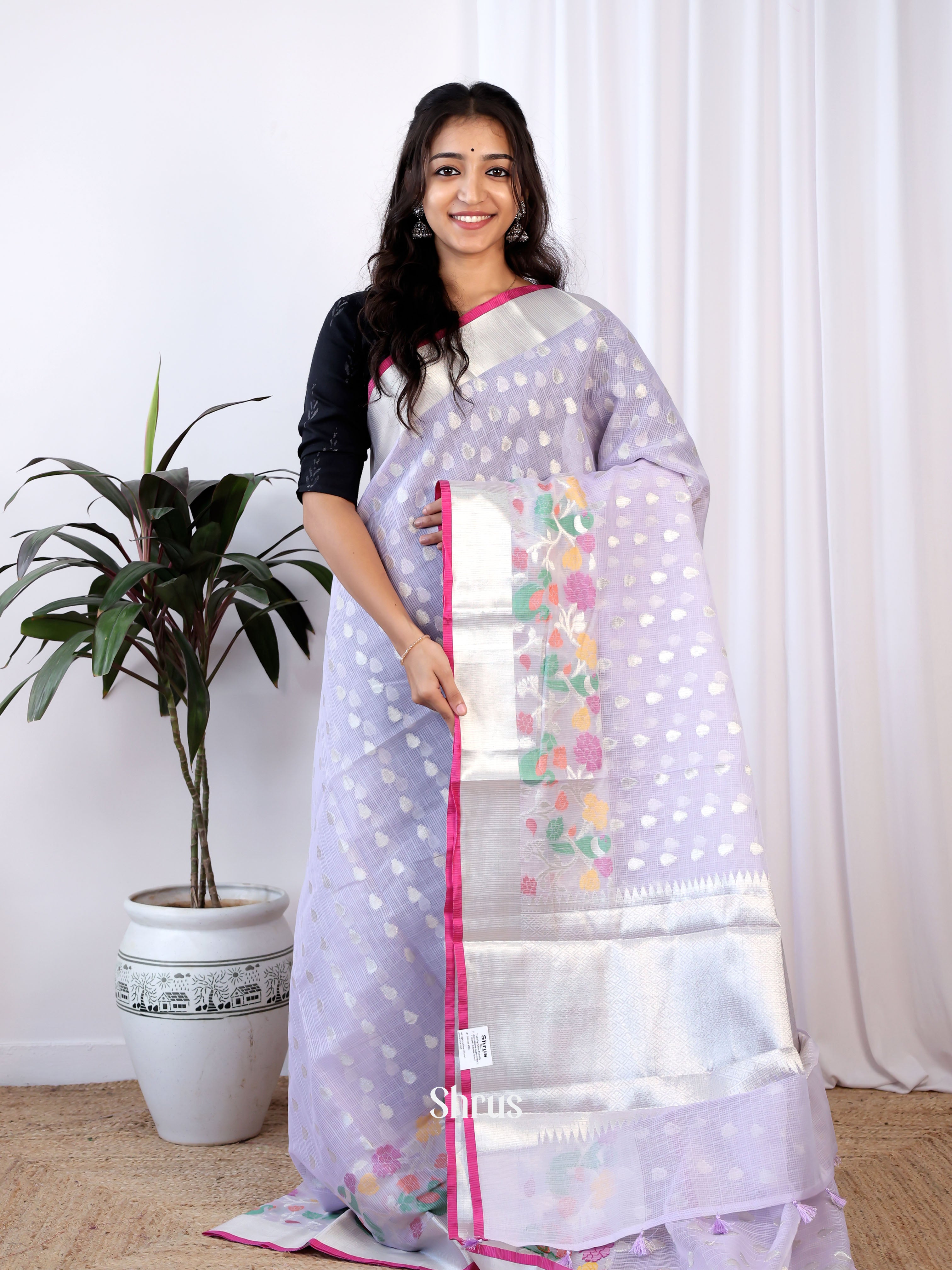 Lavender & Pink - Kora Banarasi Saree