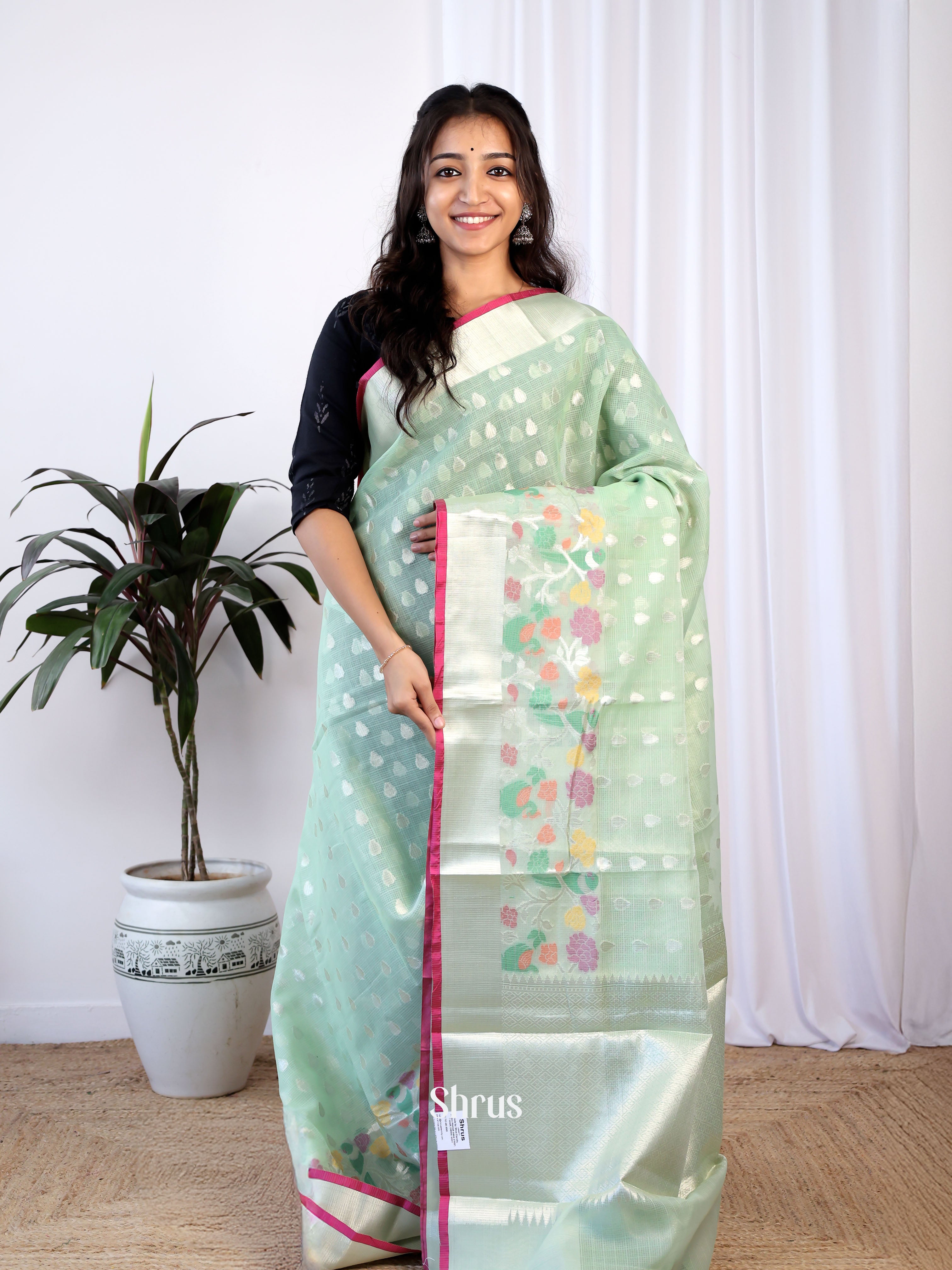 Green & Pink- Kora Banarasi Saree