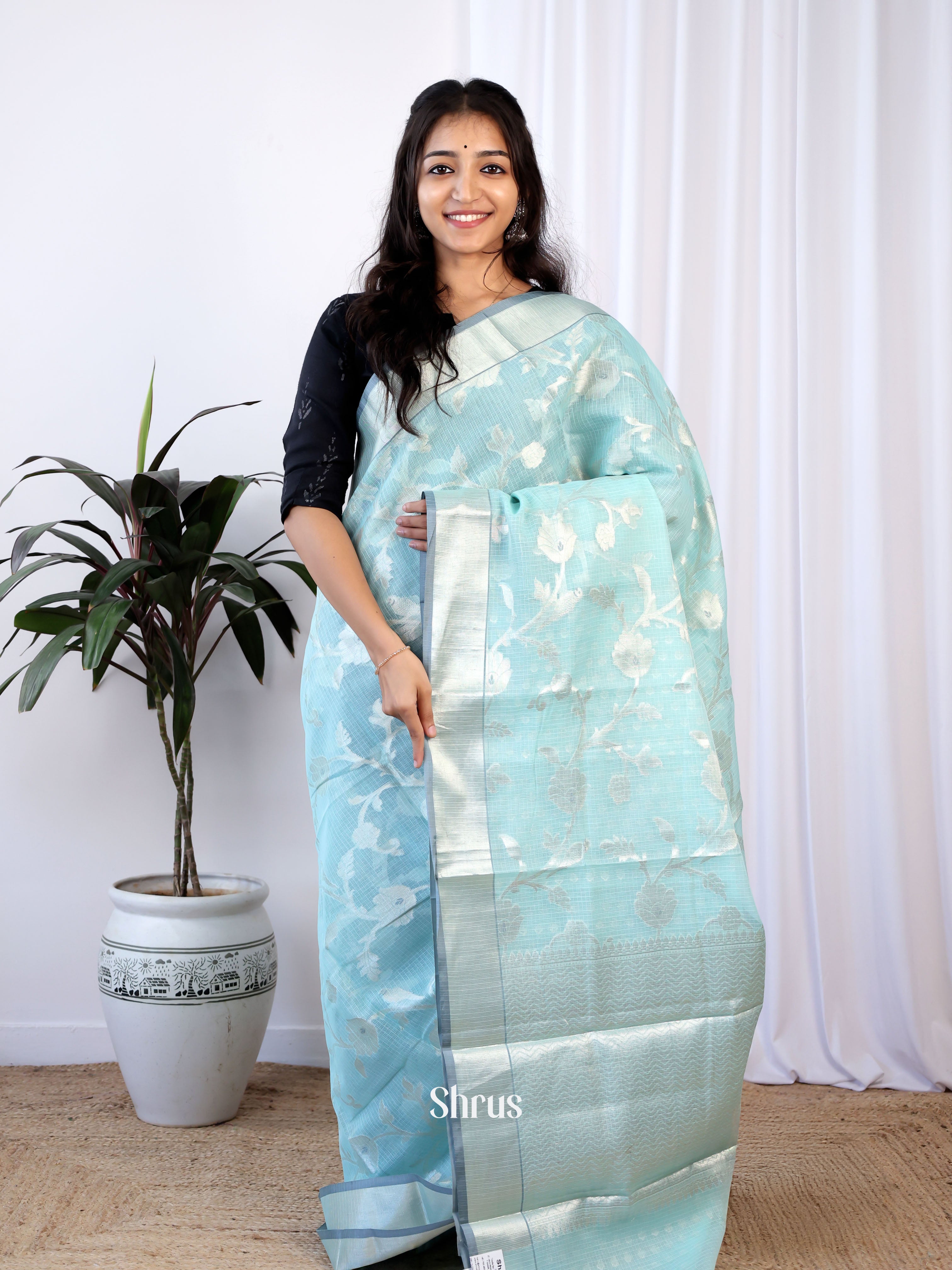 Blue- Kora Banarasi Saree