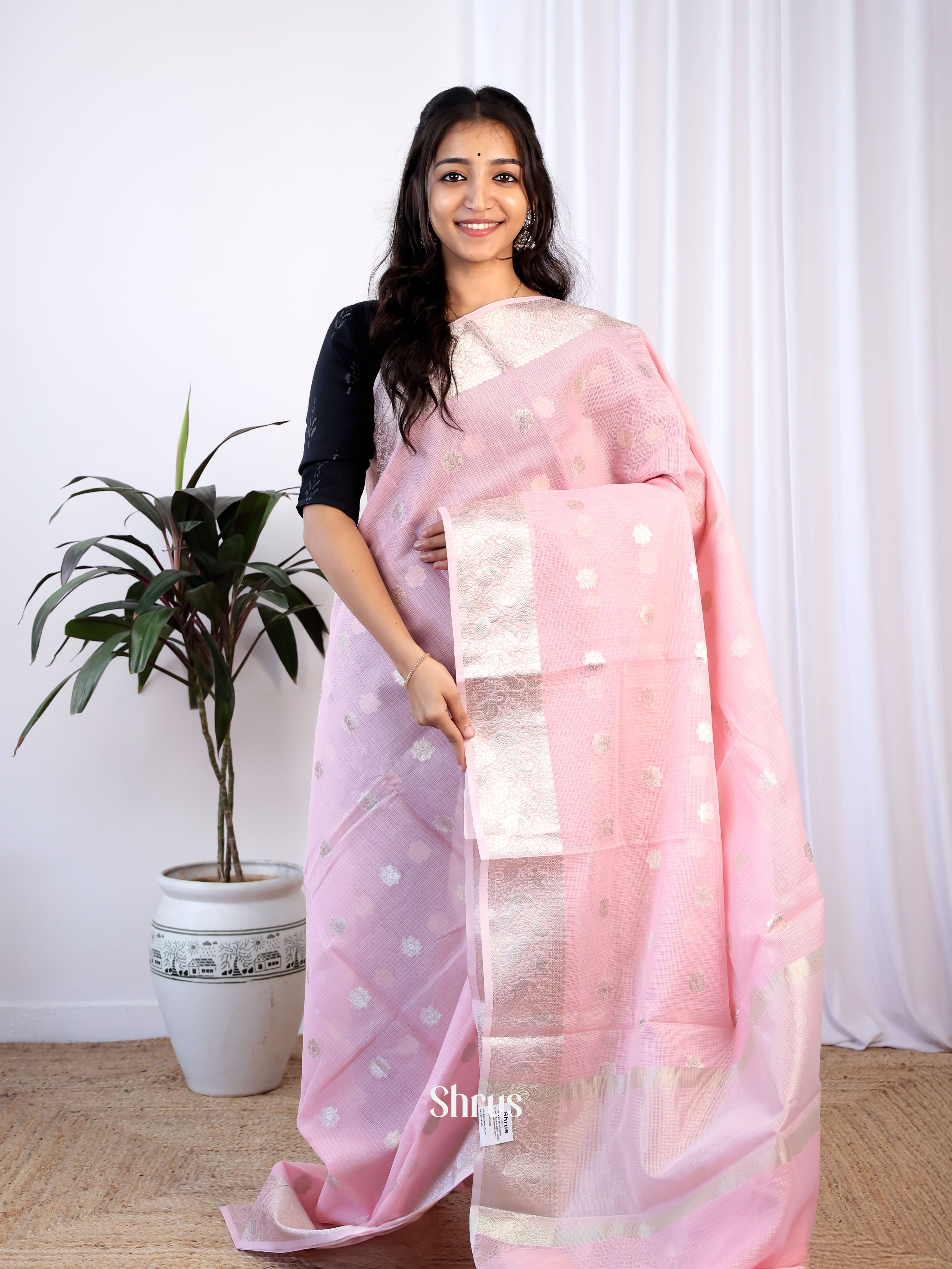 pink - Kora Banarasi Saree