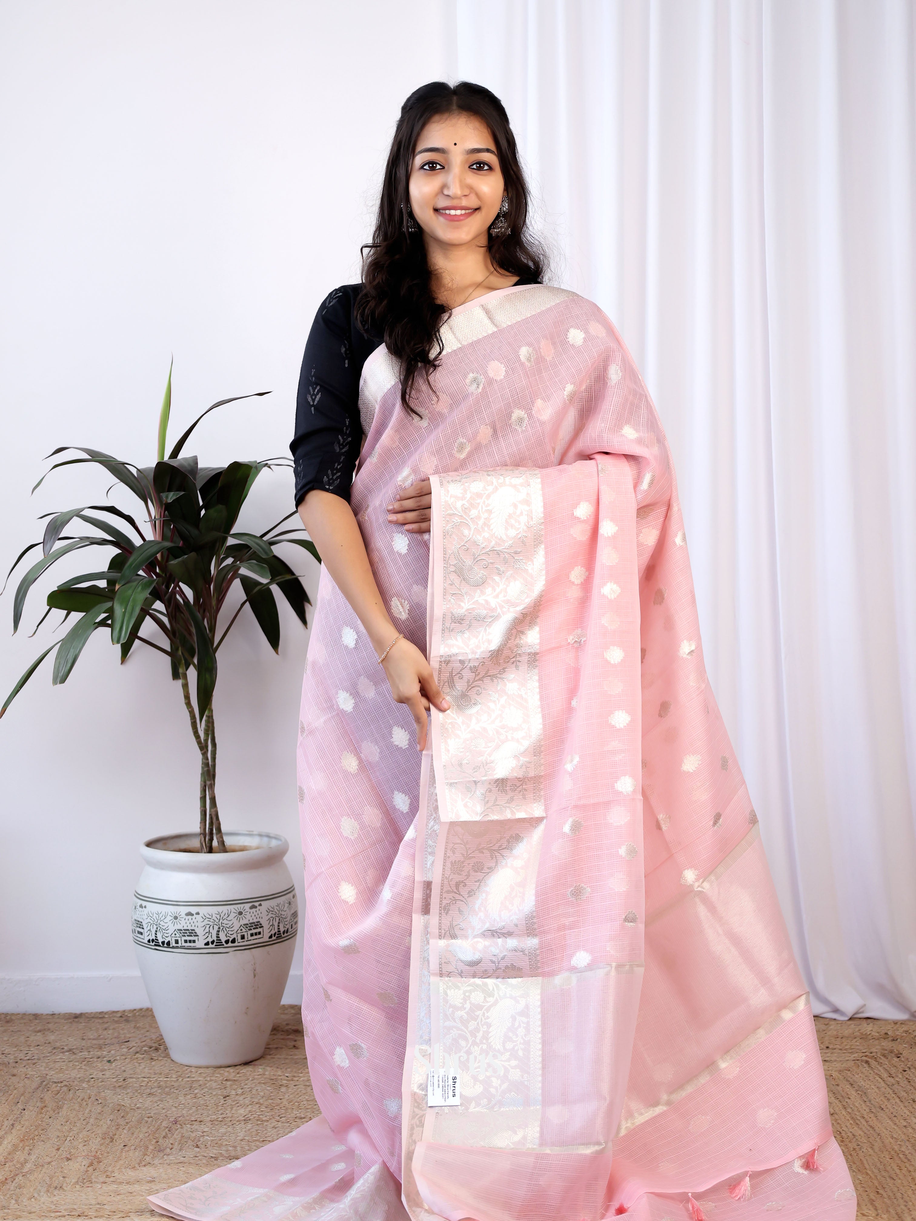 Pink  - Kora Banarasi Saree