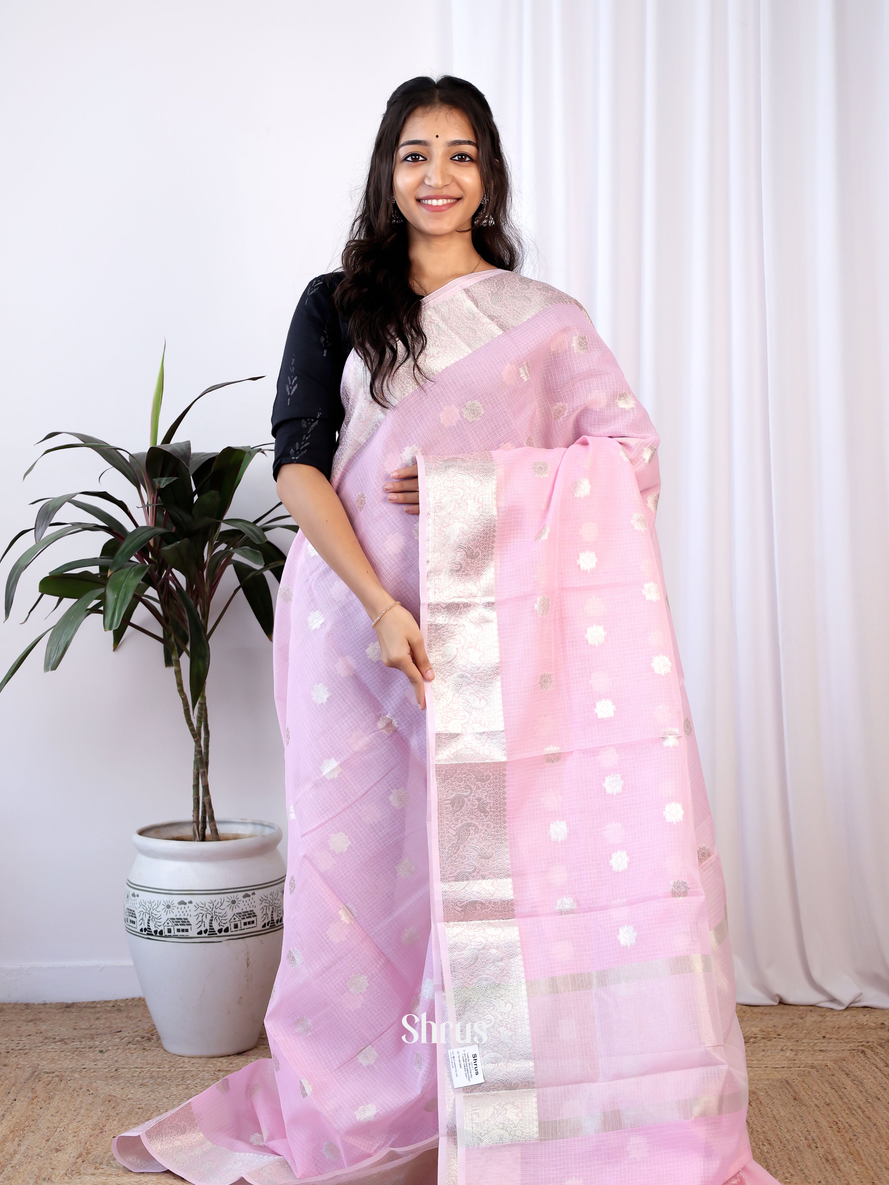 pink - Kora Banarasi Saree