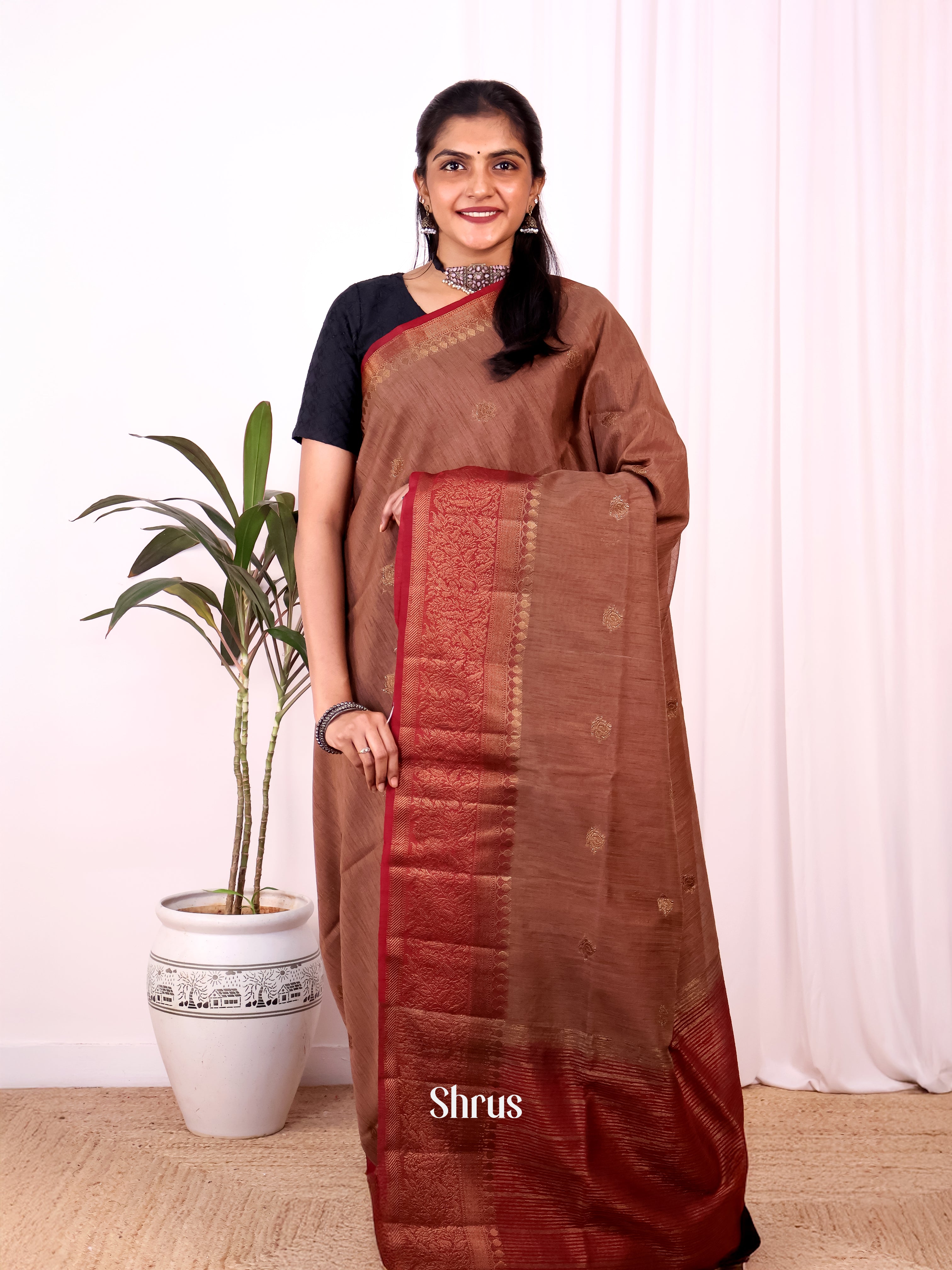 CJS18179 - Semi Jute Saree - Shop on Shrus.com