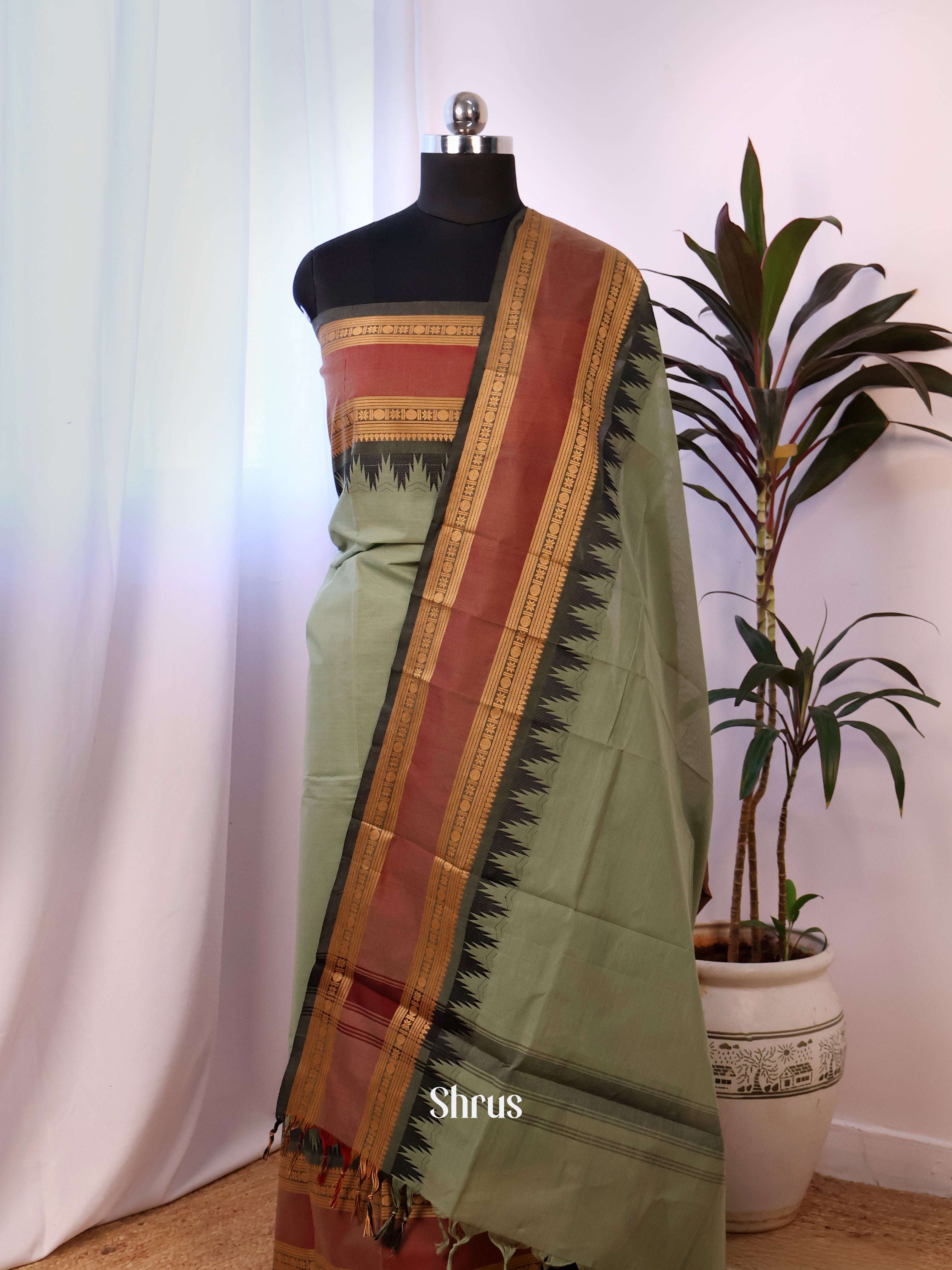 CJS18245 - chettinad top & dupatta combo