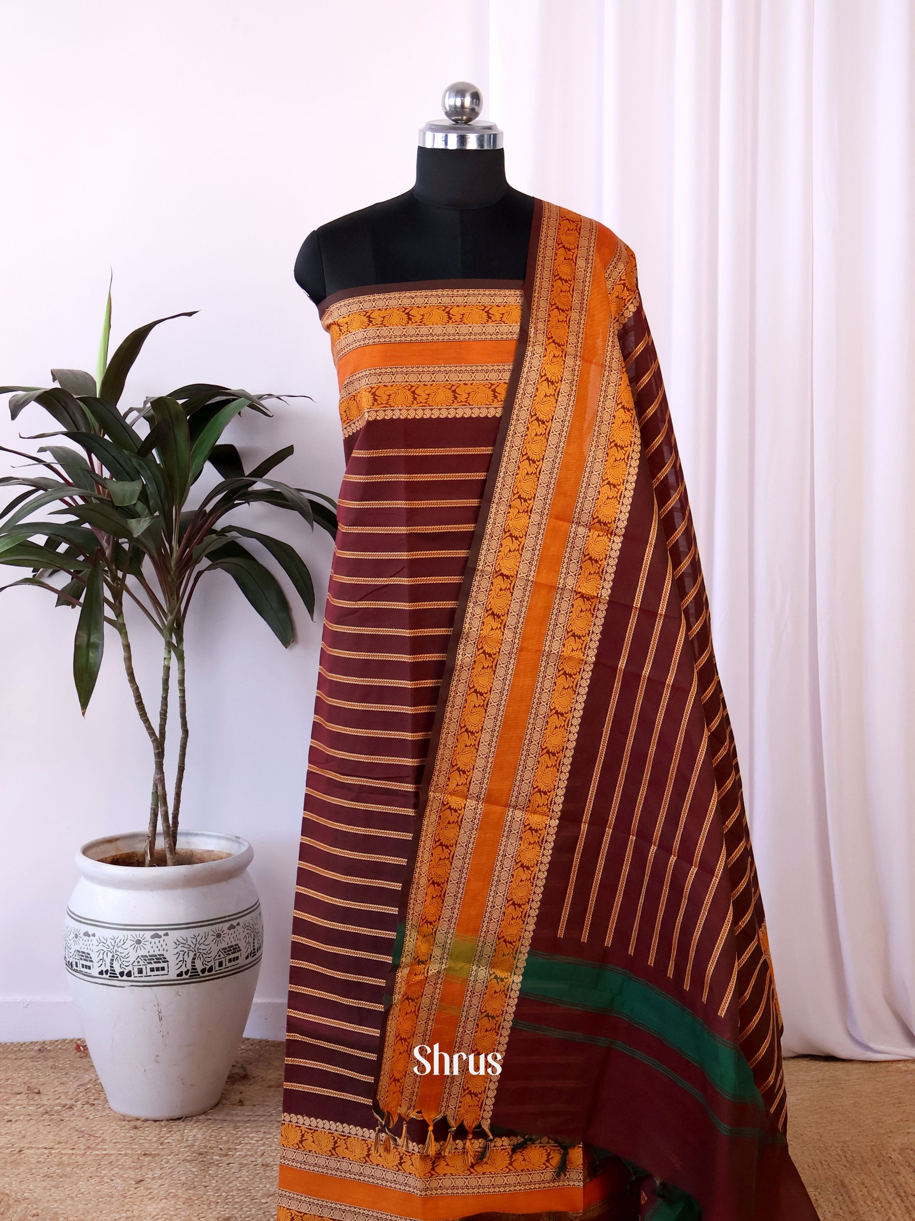 CJS18251 - chettinad top & dupatta combo