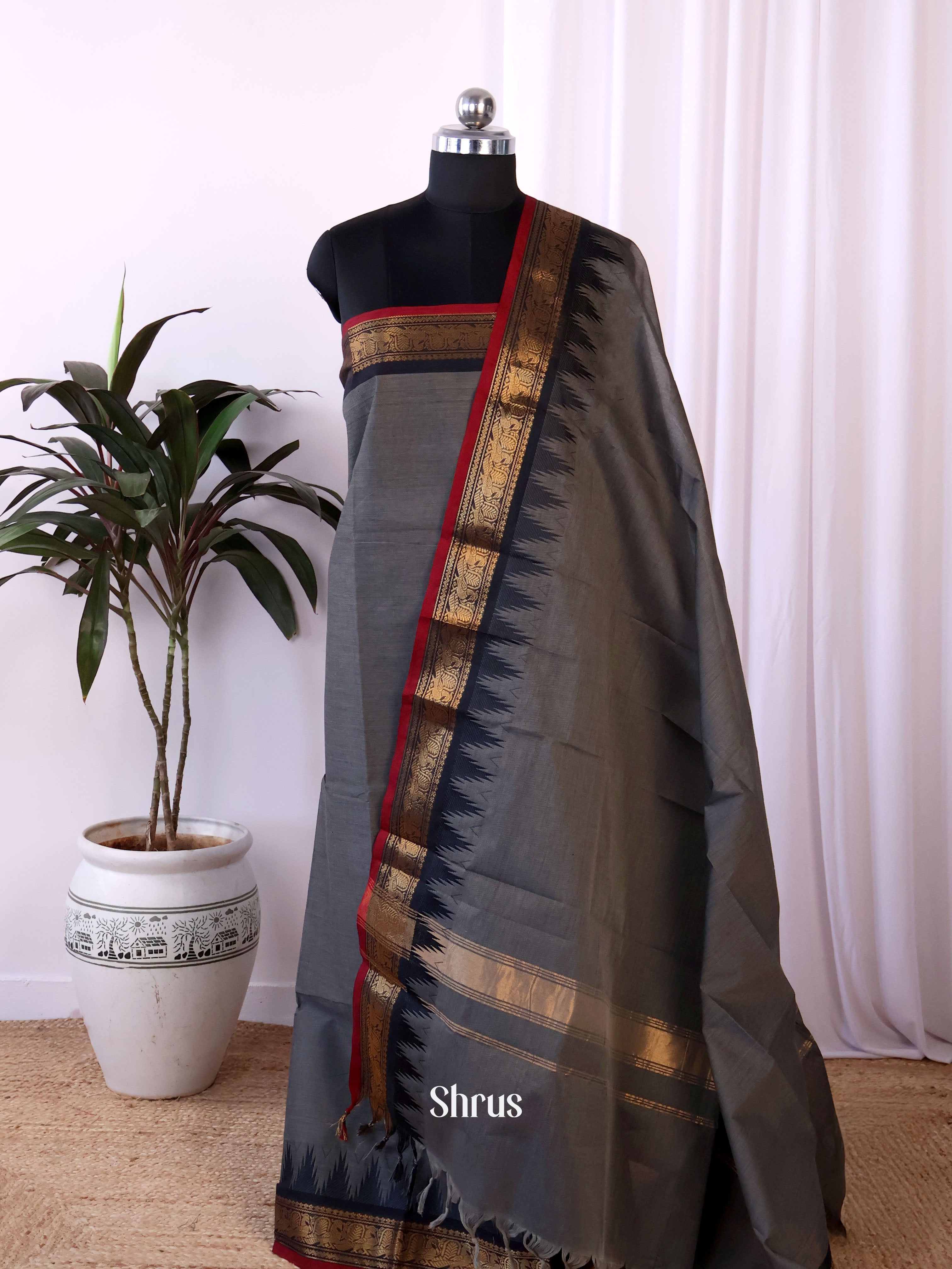 CJS18252 - chettinad top & dupatta combo