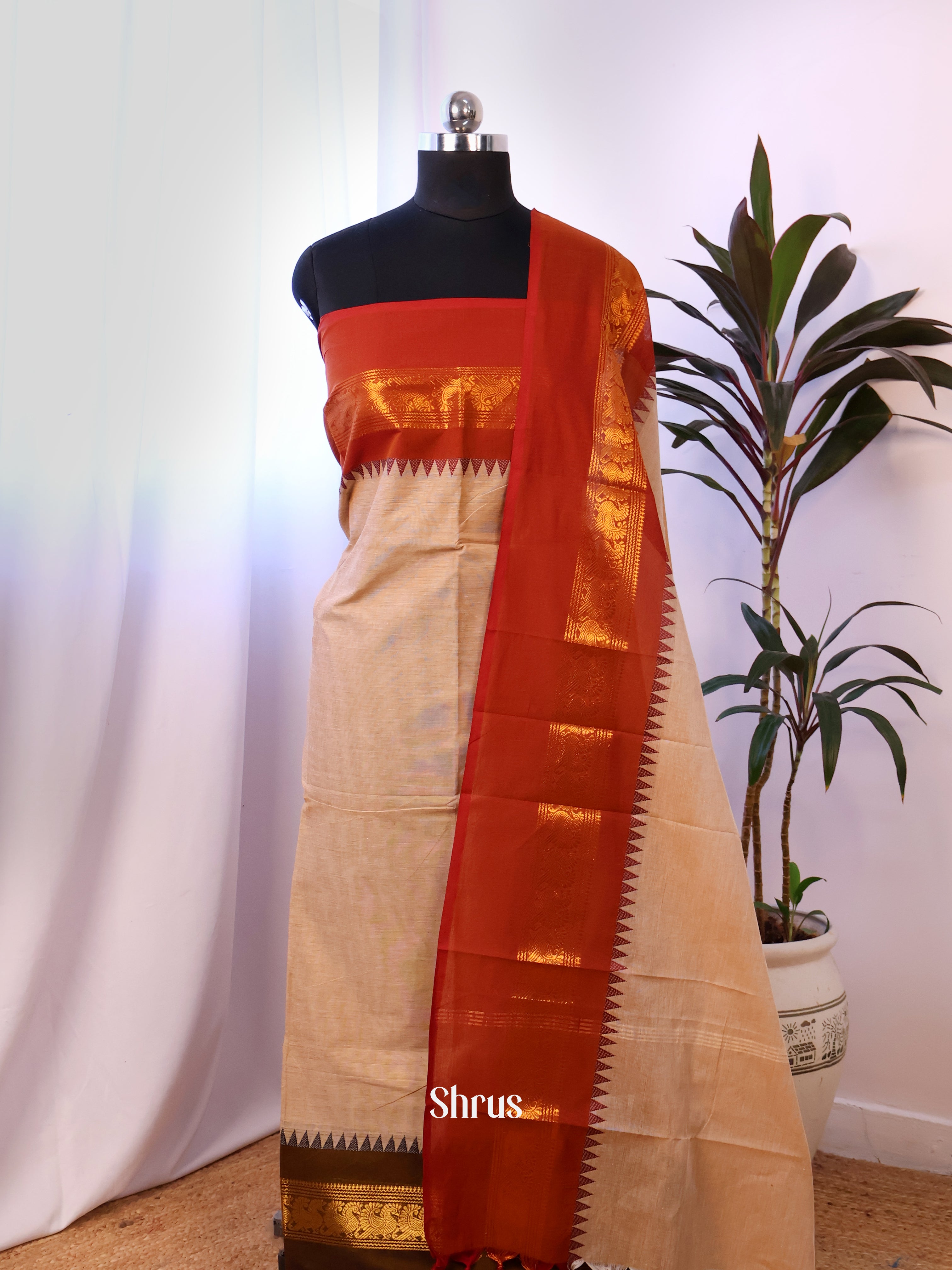 CJS18276 - chettinad top & dupatta combo