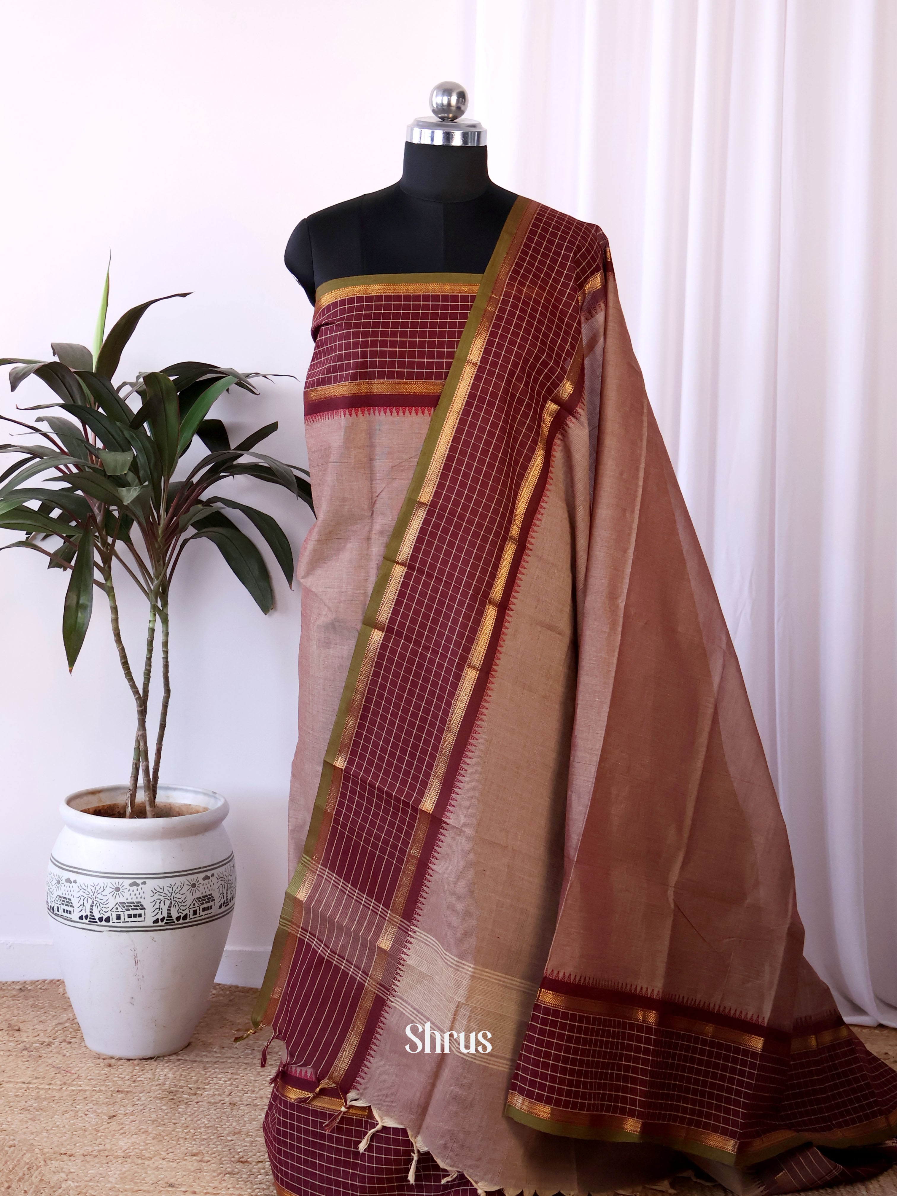 CJS18285 - chettinad top & dupatta combo