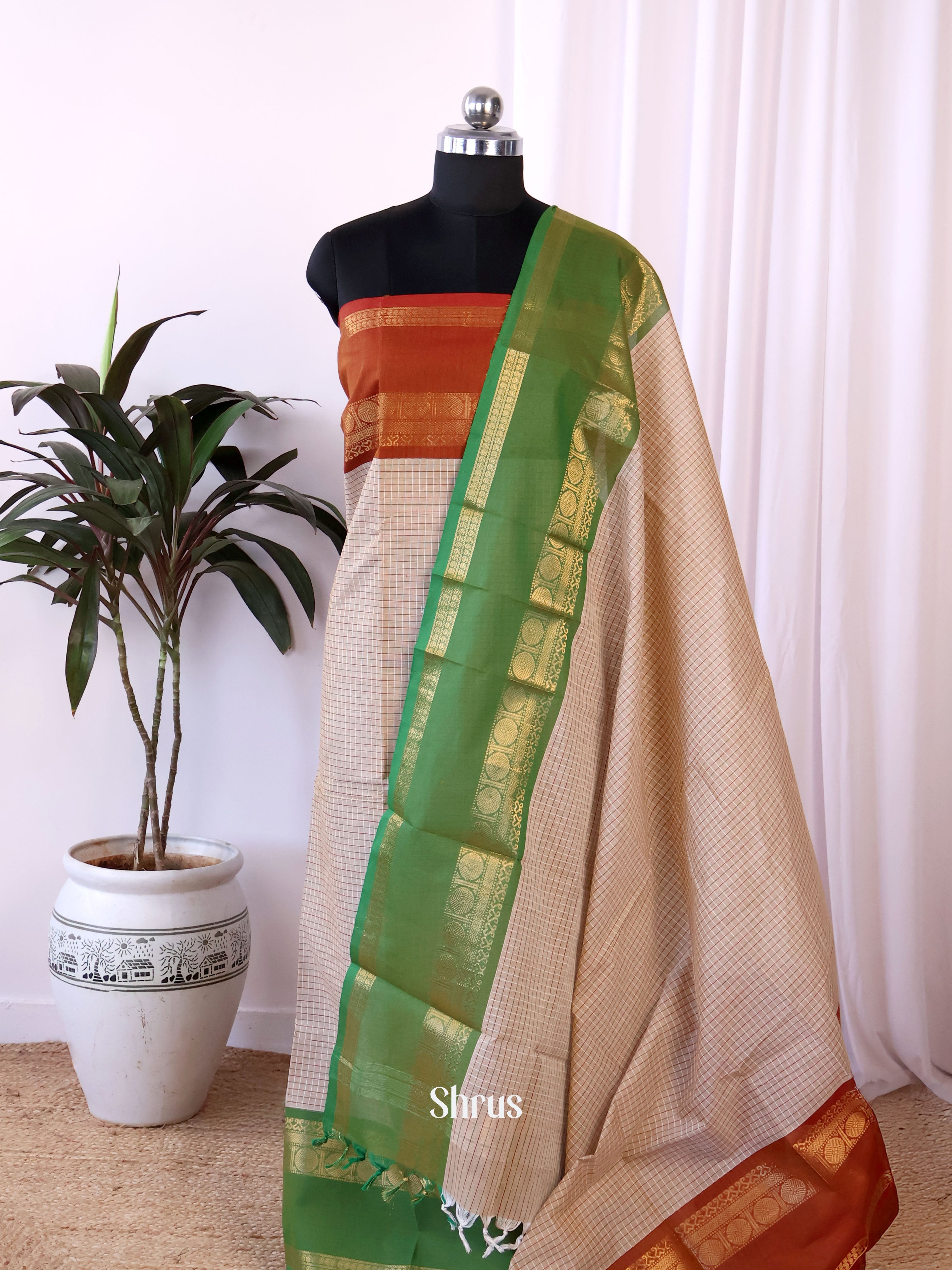 CJS18291 - chettinad top & dupatta combo