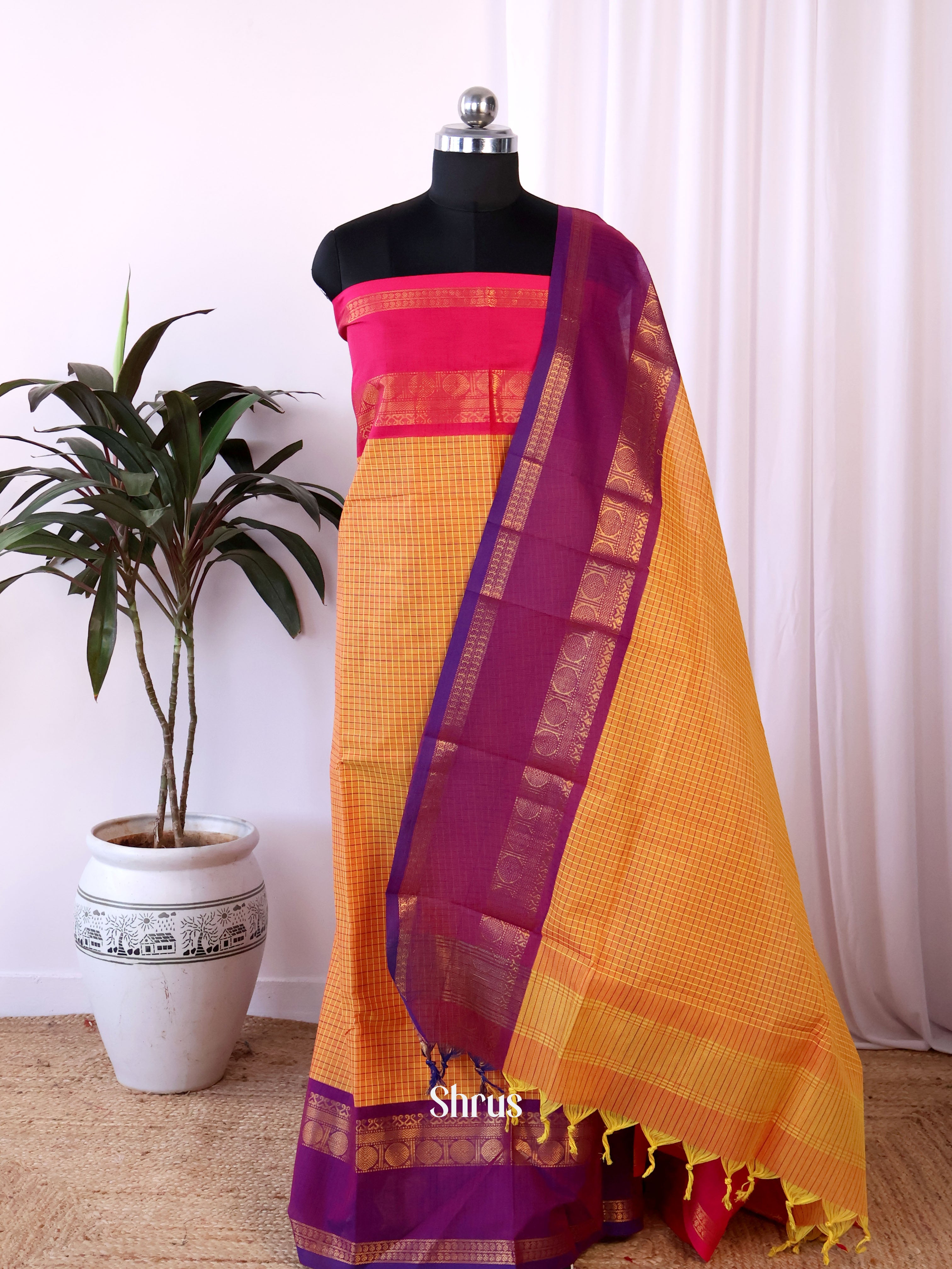 CJS18294 - chettinad top & dupatta combo