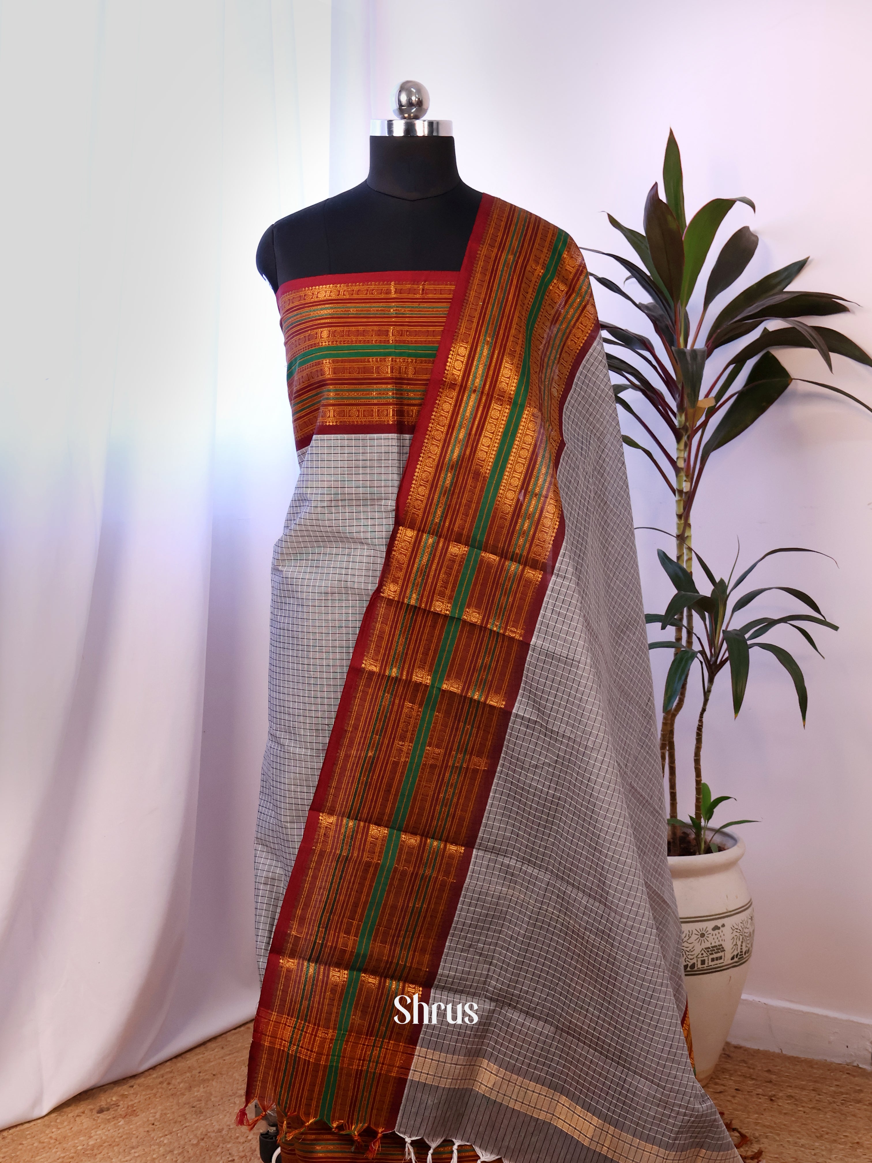 CJS18295 - chettinad top & dupatta combo