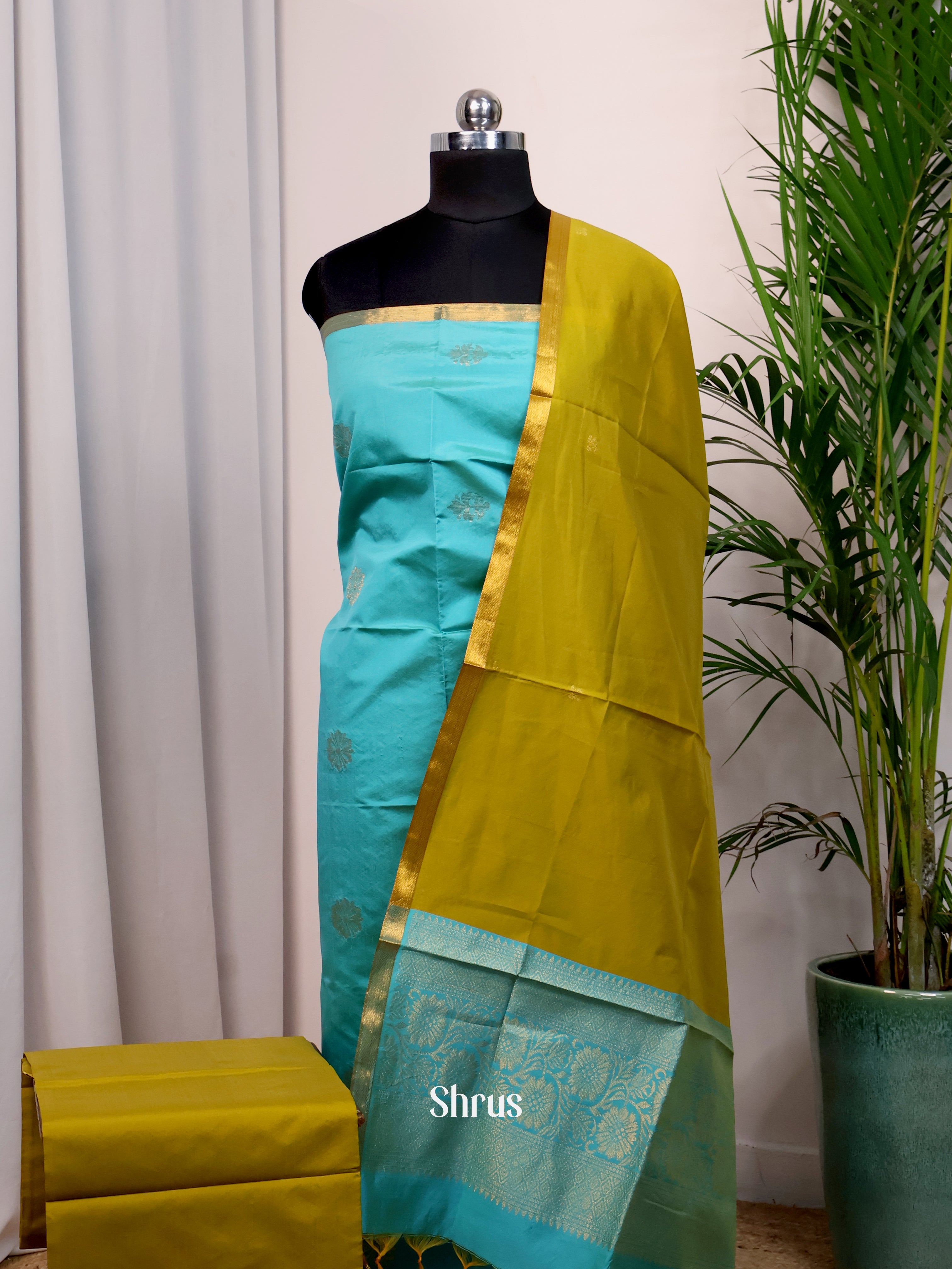 Teal & Green - semi softsilk salwar