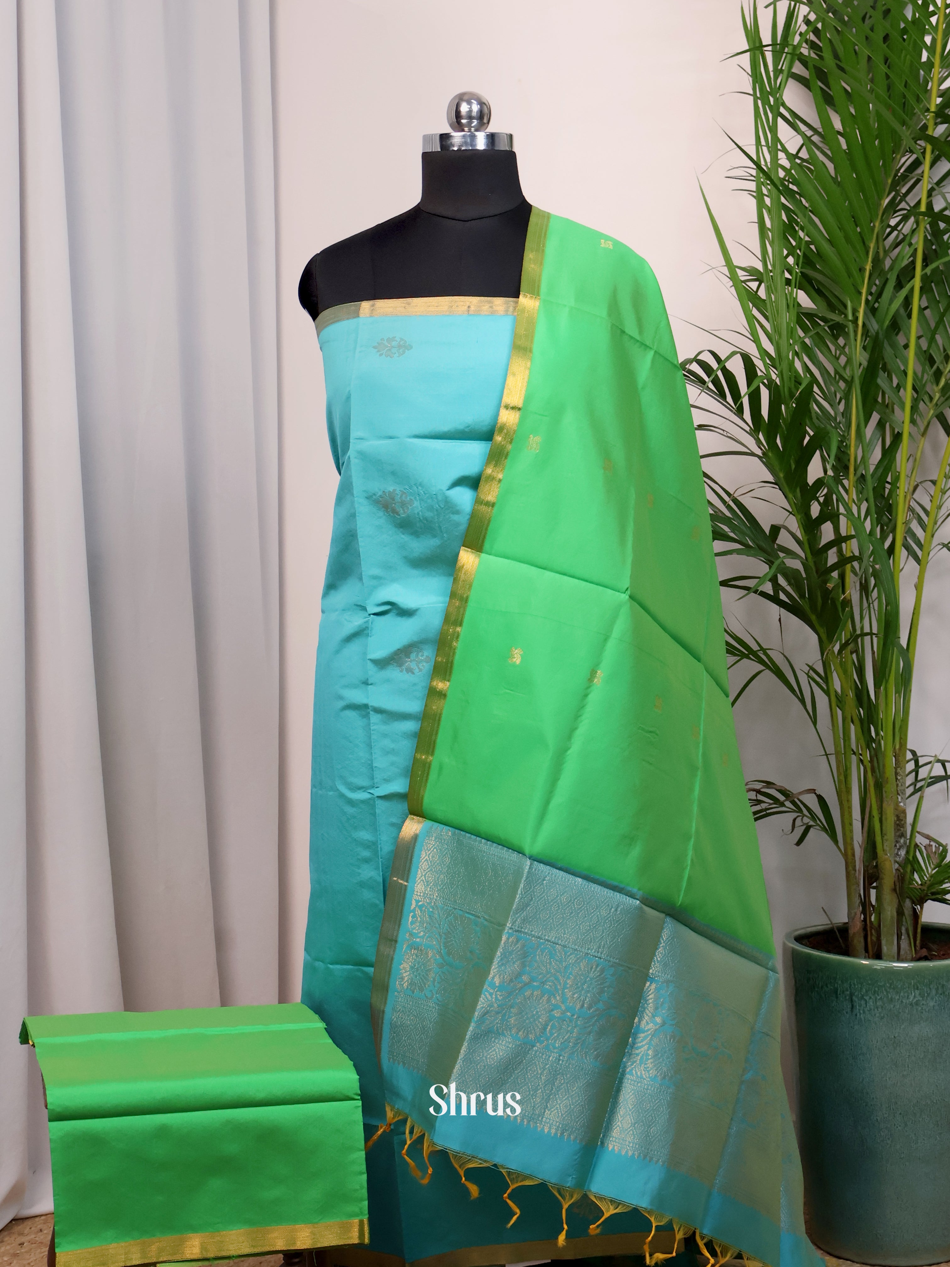 Teal &  Green - semi softsilk salwar