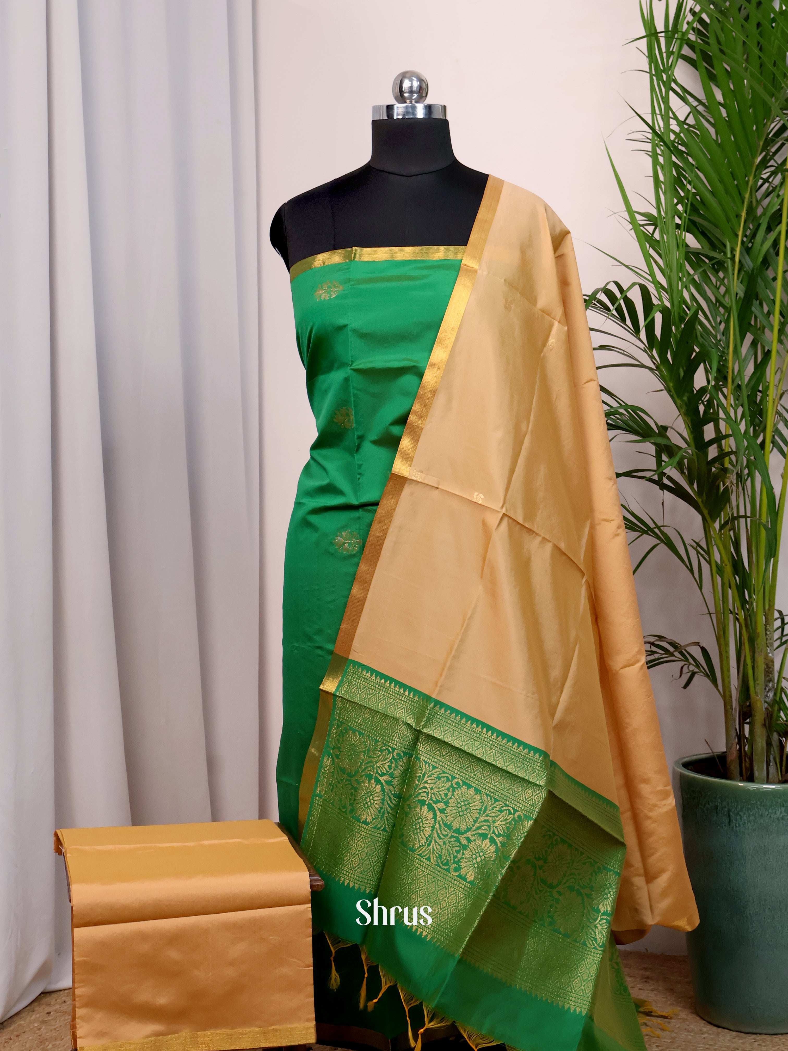 Green & Gold - semi softsilk salwar - Shop on Shrus.com