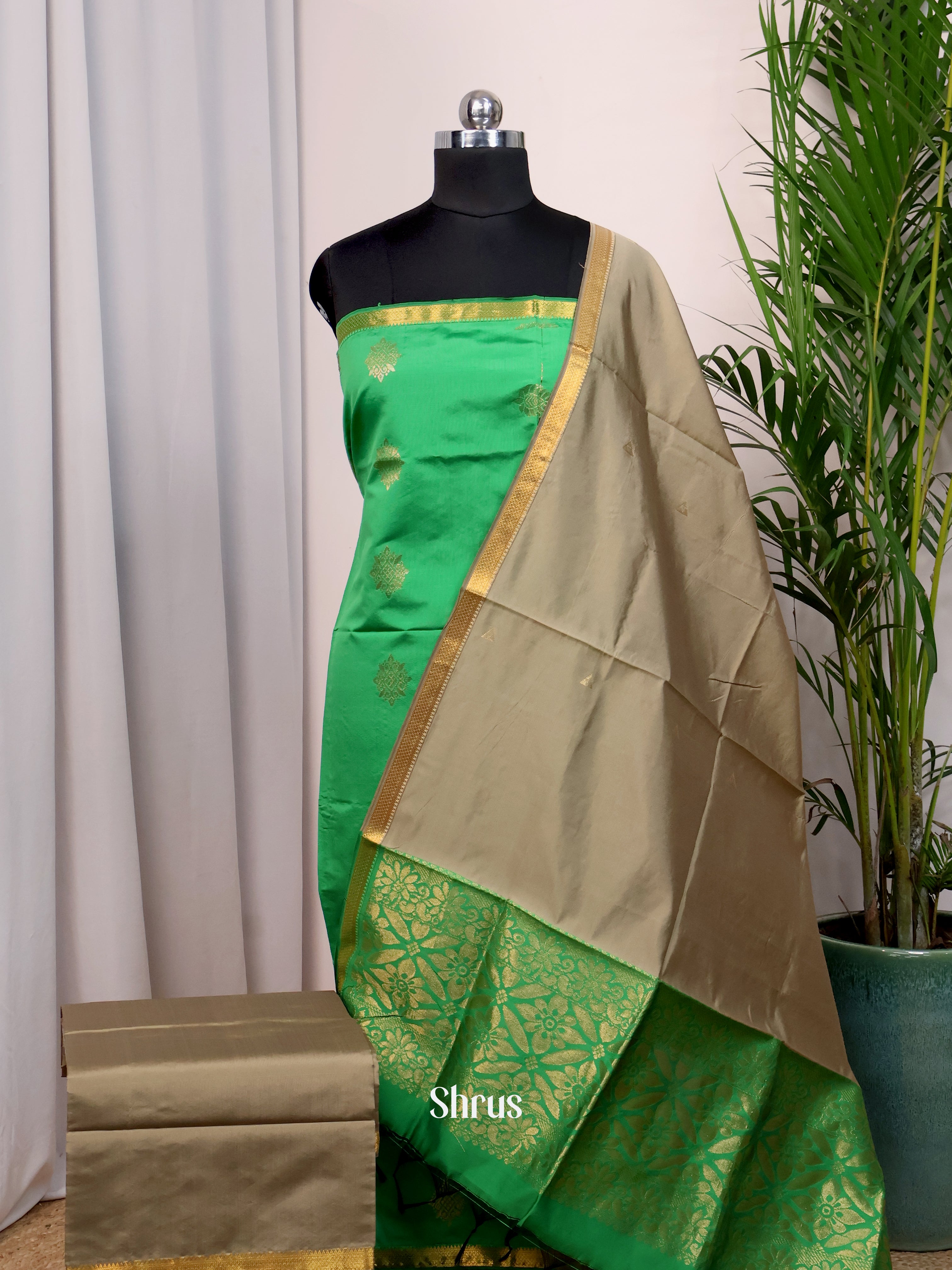 Green - semi softsilk salwar