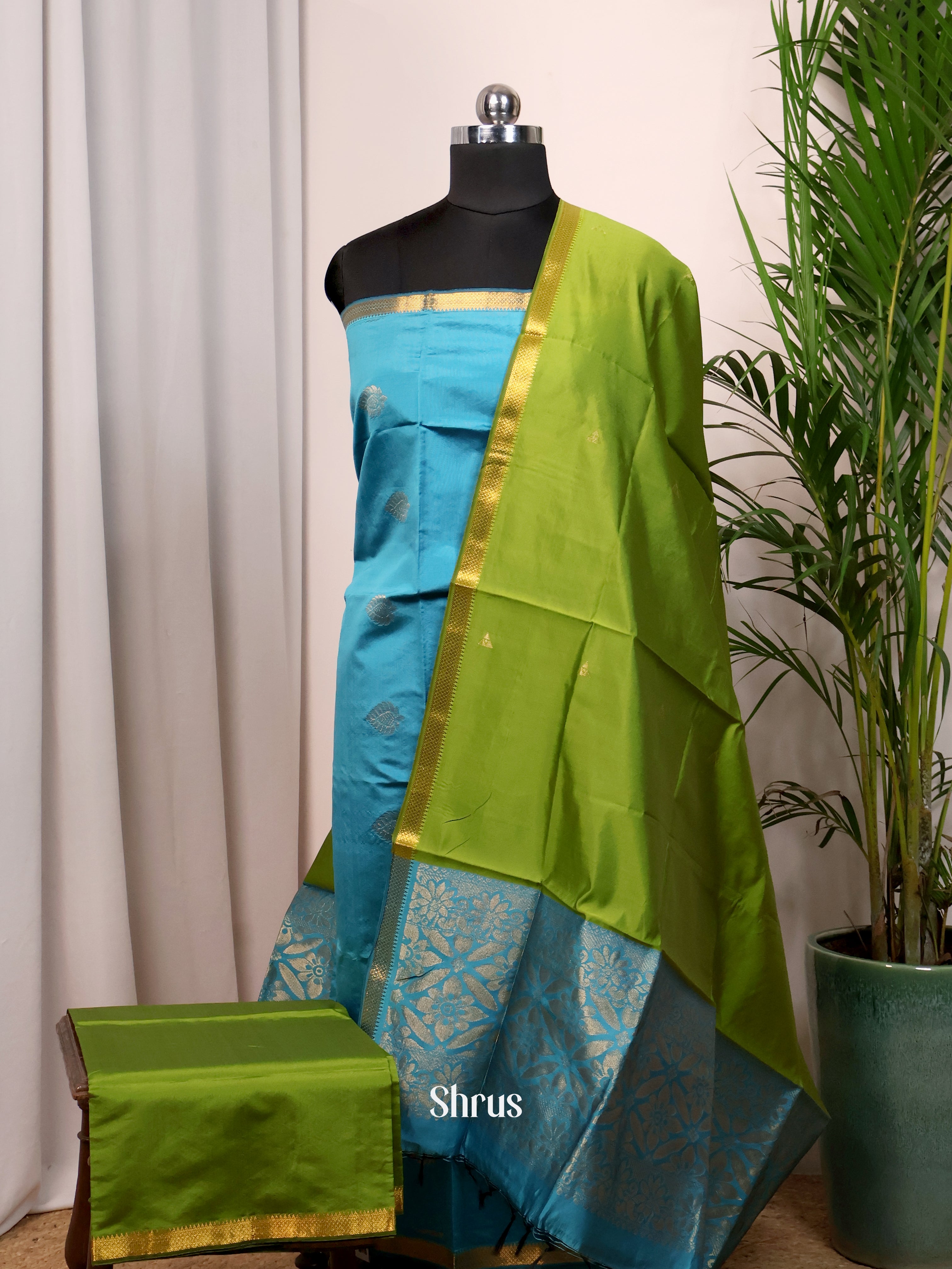 Teal  & Green - semi softsilk salwar