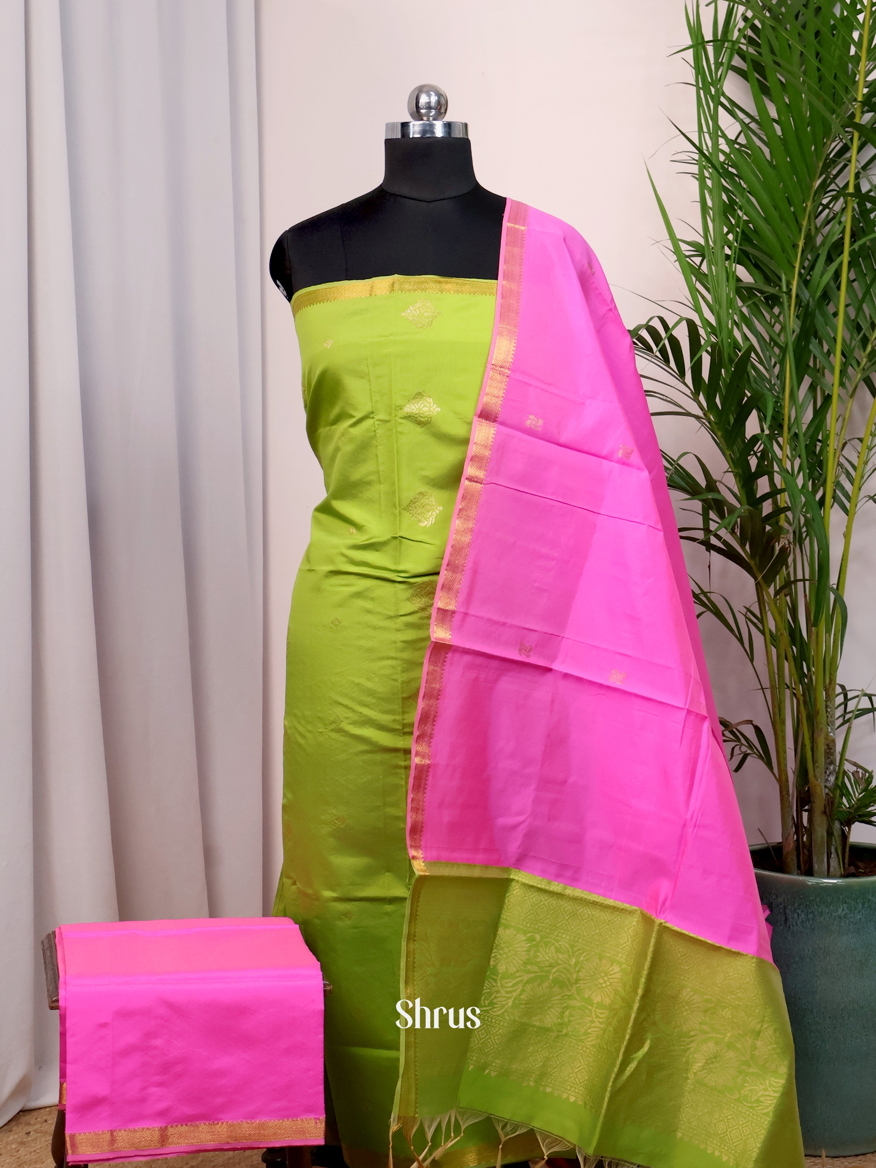 Green & Pink - semi softsilk salwar - Shop on Shrus.com