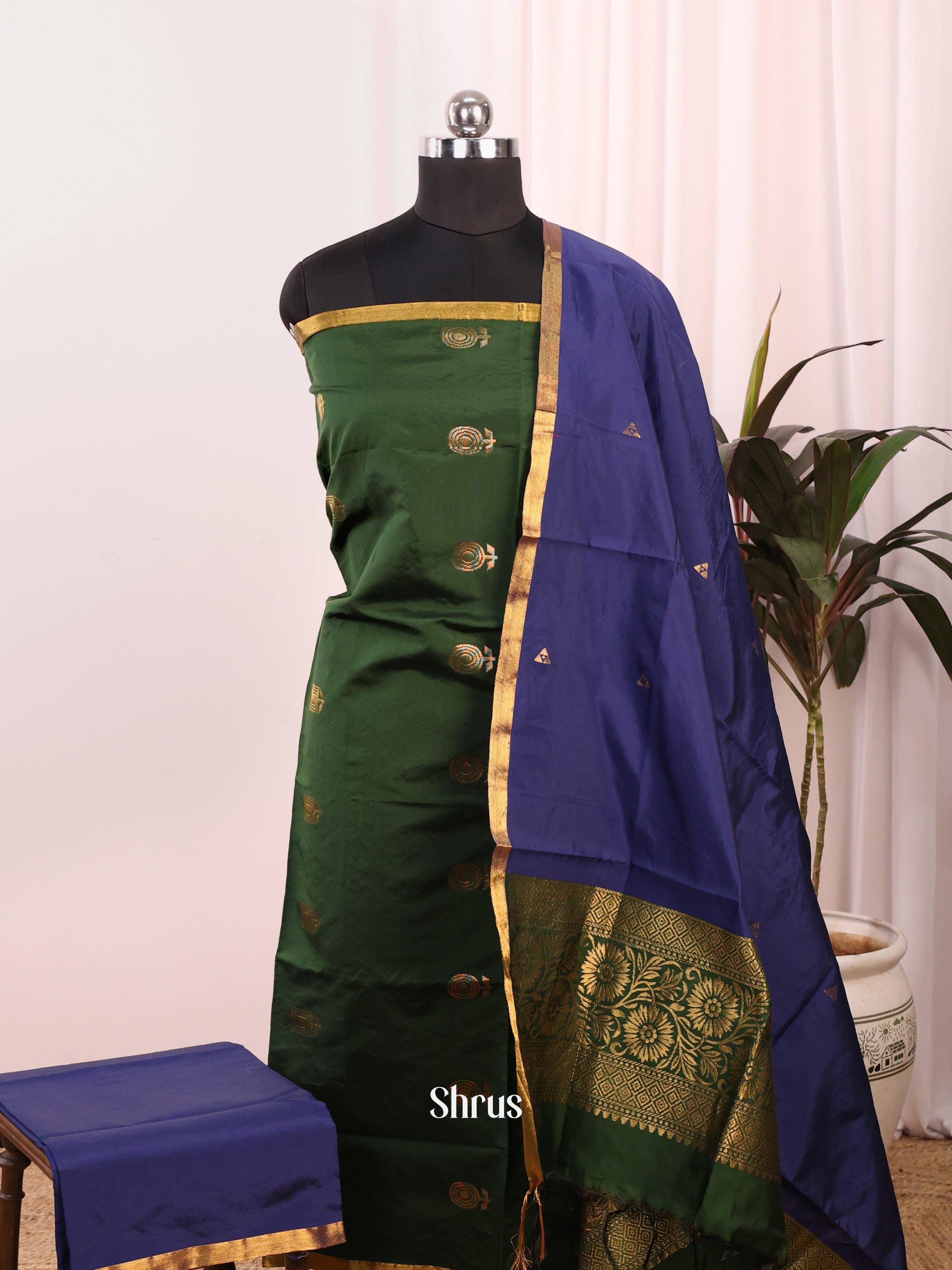 Green & Blue  - semi softsilk salwar