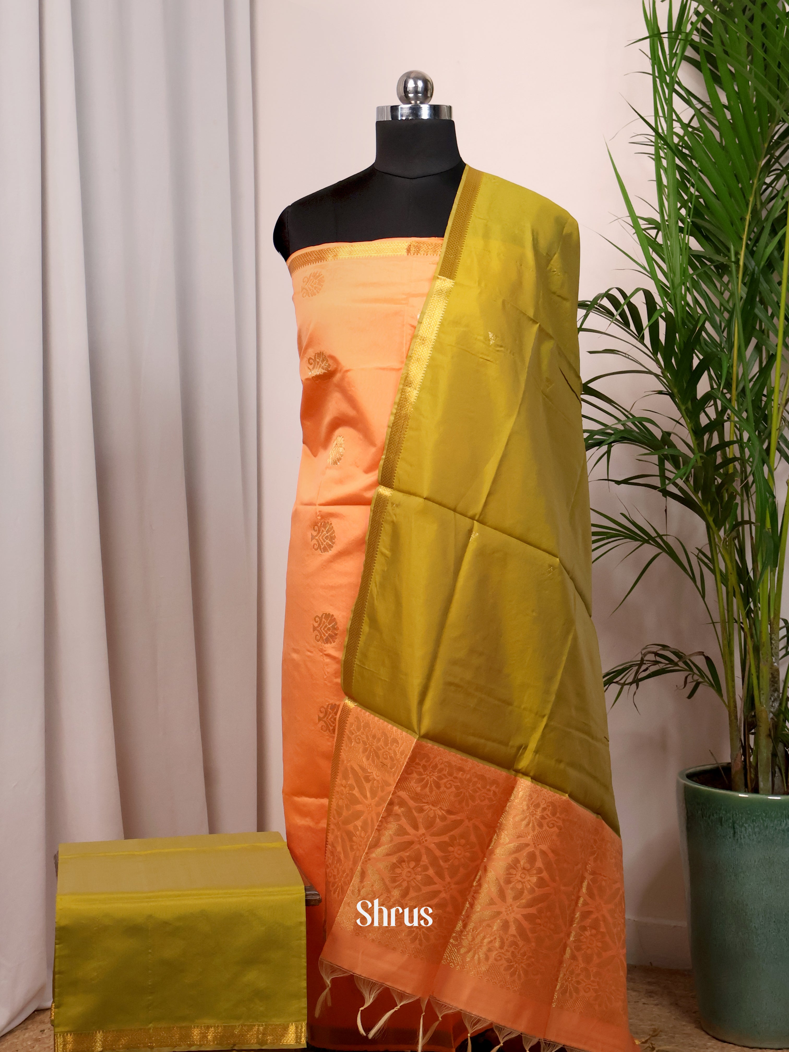 Peach & Green - semi softsilk salwar - Shop on Shrus.com