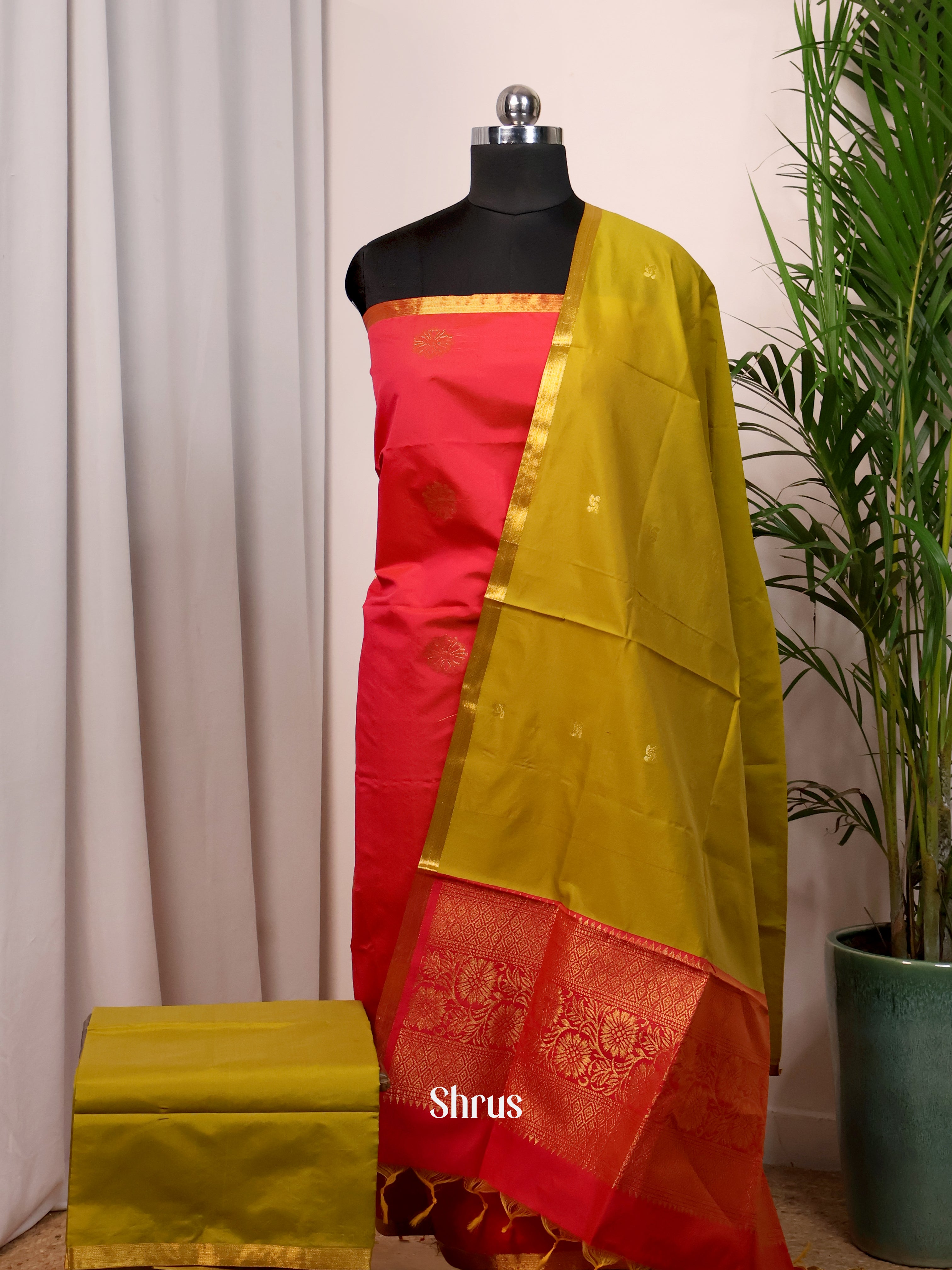 Red & Green - semi softsilk salwar - Shop on Shrus.com