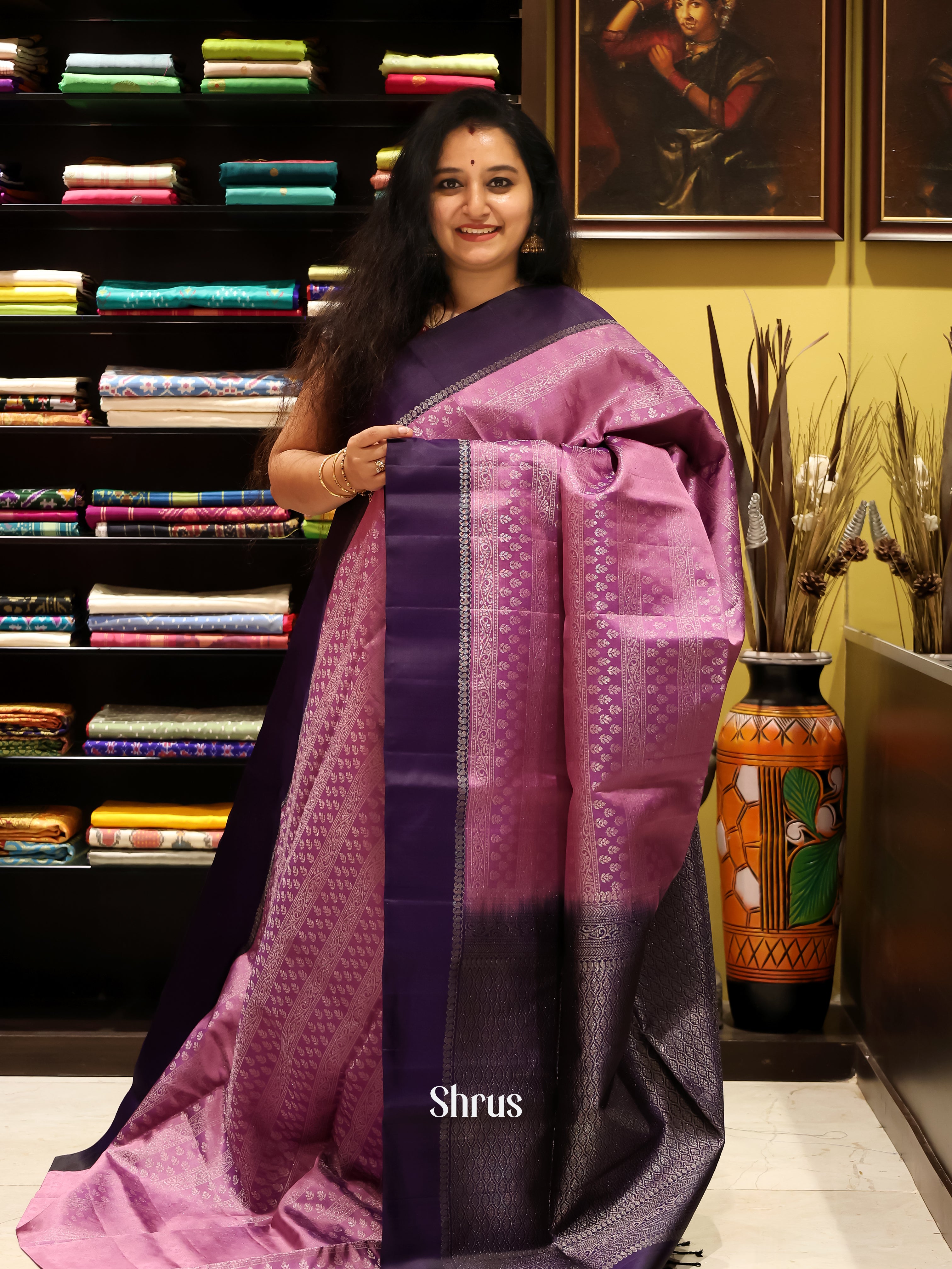 Purple &  Violet- Soft silk Saree