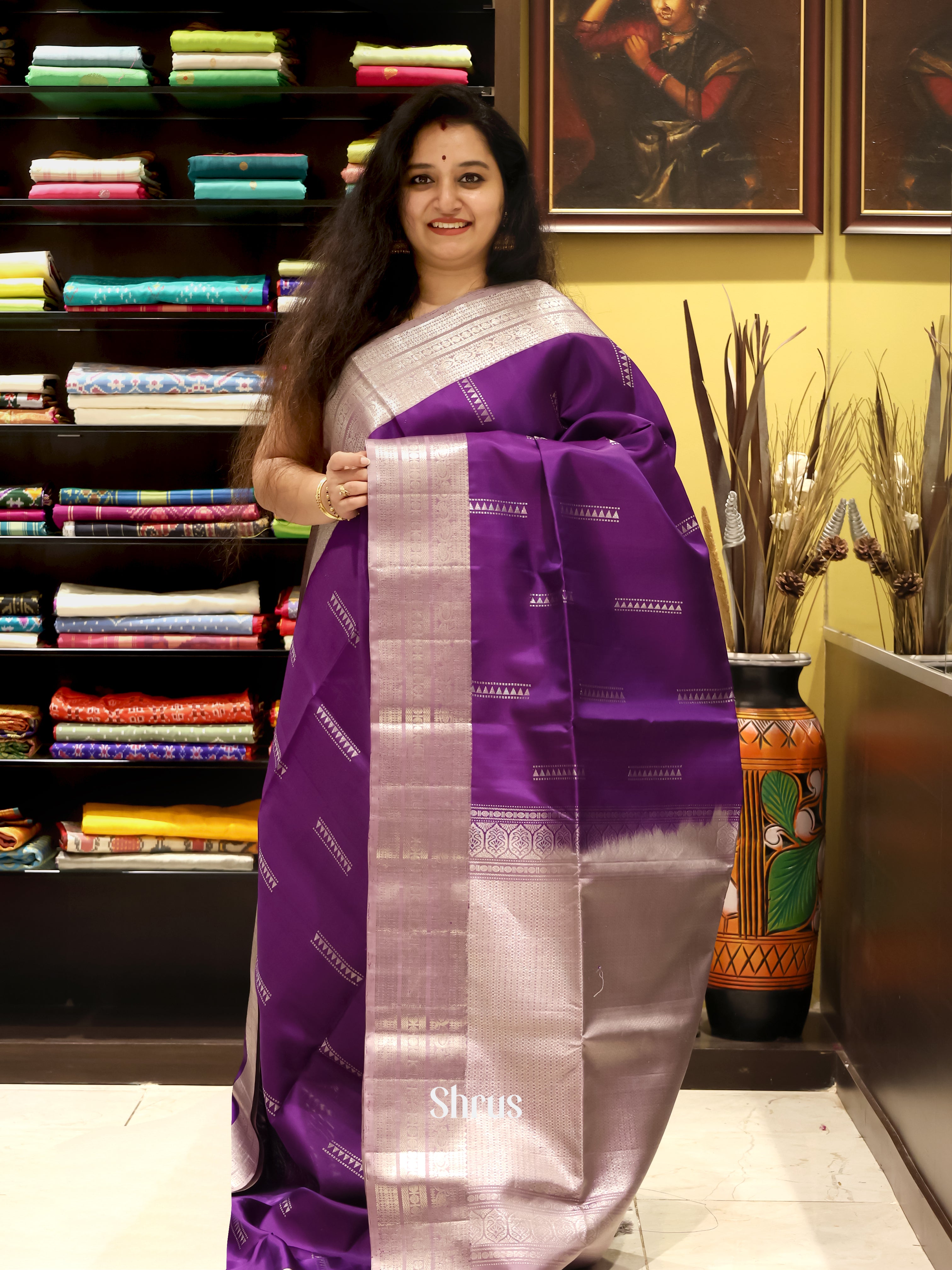 Violet & Purple - Soft Silk Saree