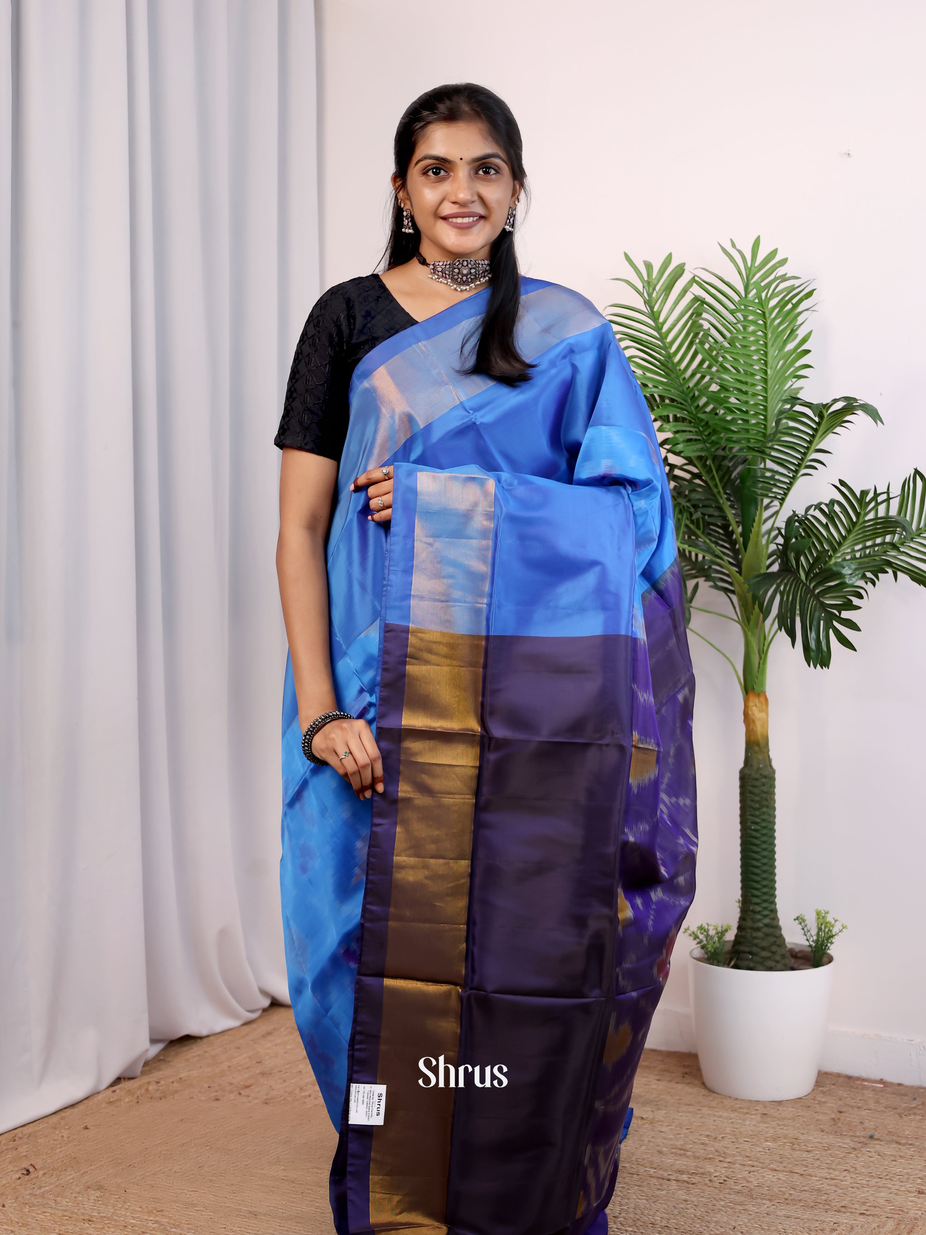 Blue & Violet - Semi uppada Saree