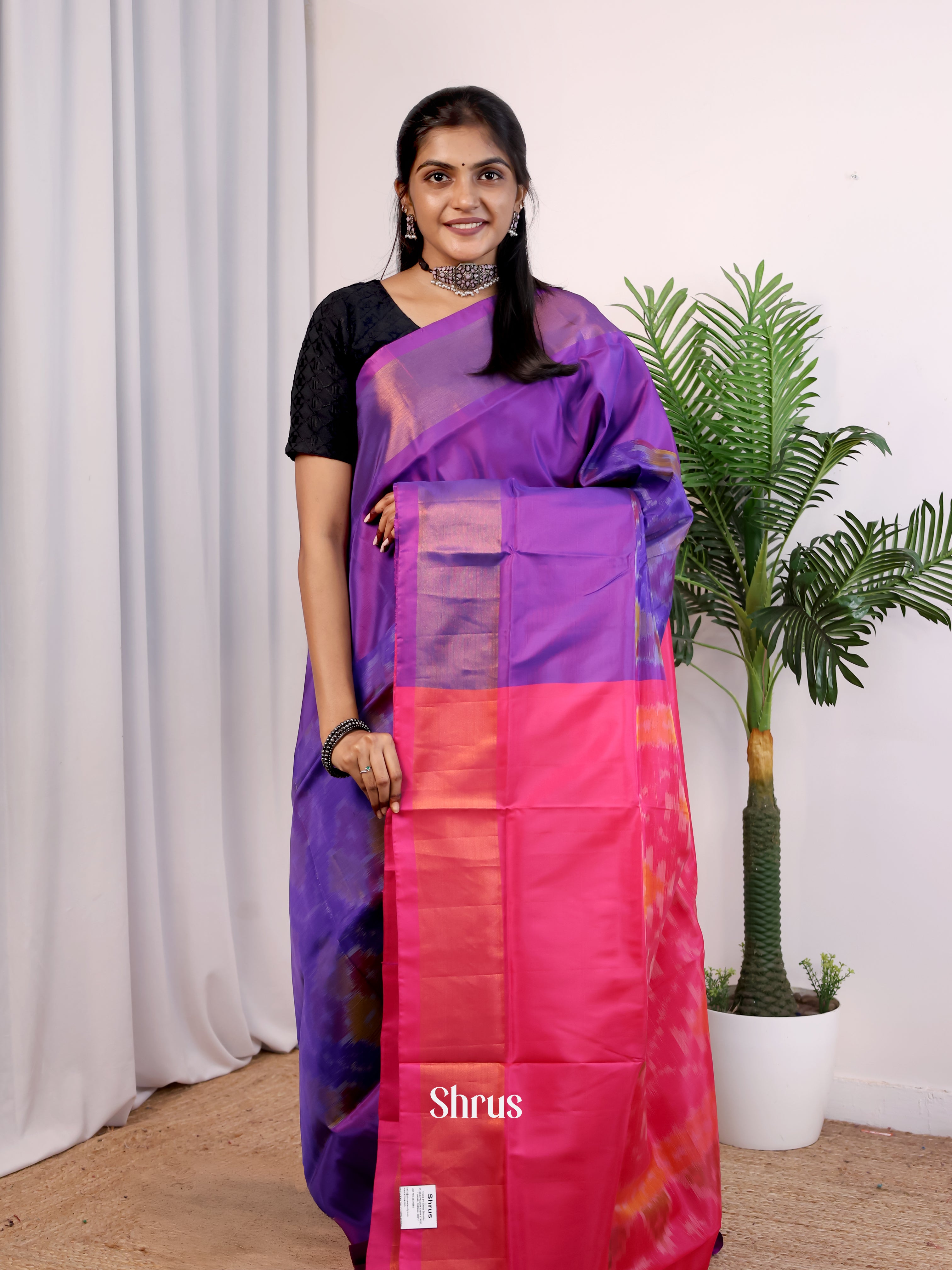 Purple & Pink - Semi uppada Saree