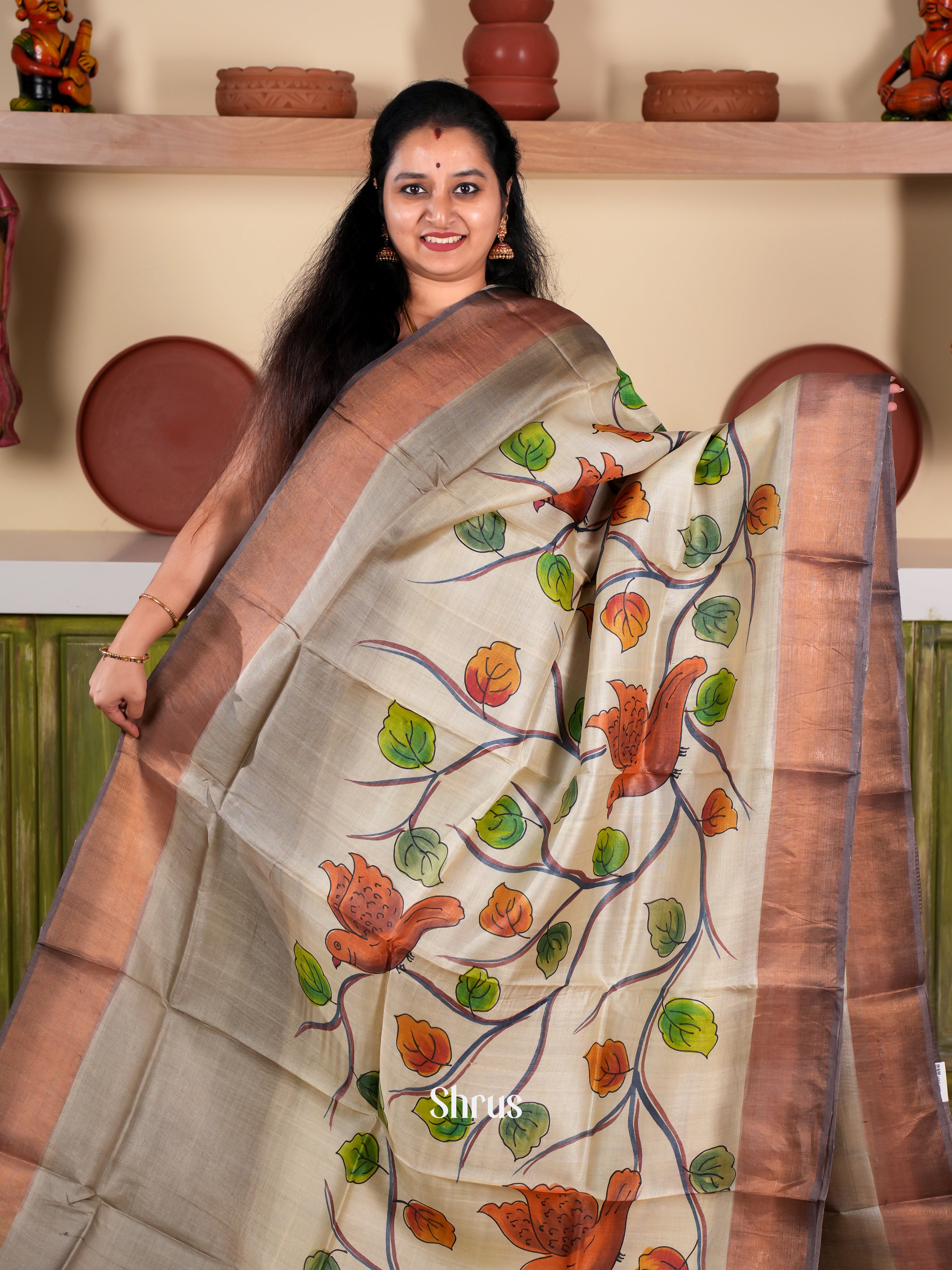 CJS22009 - Tussar Saree - Shop on Shrus.com