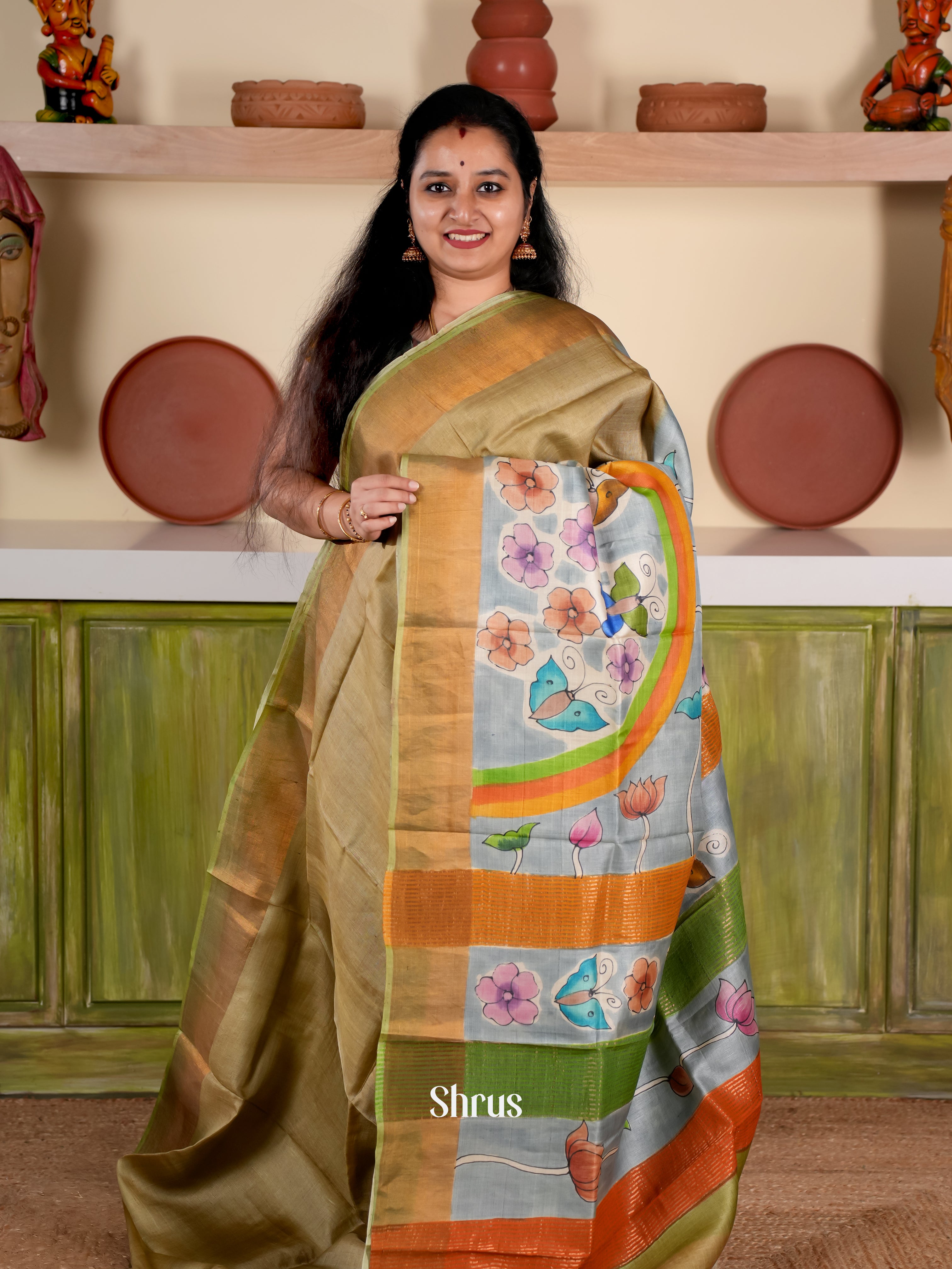 Gold & Grey - Tussar Saree