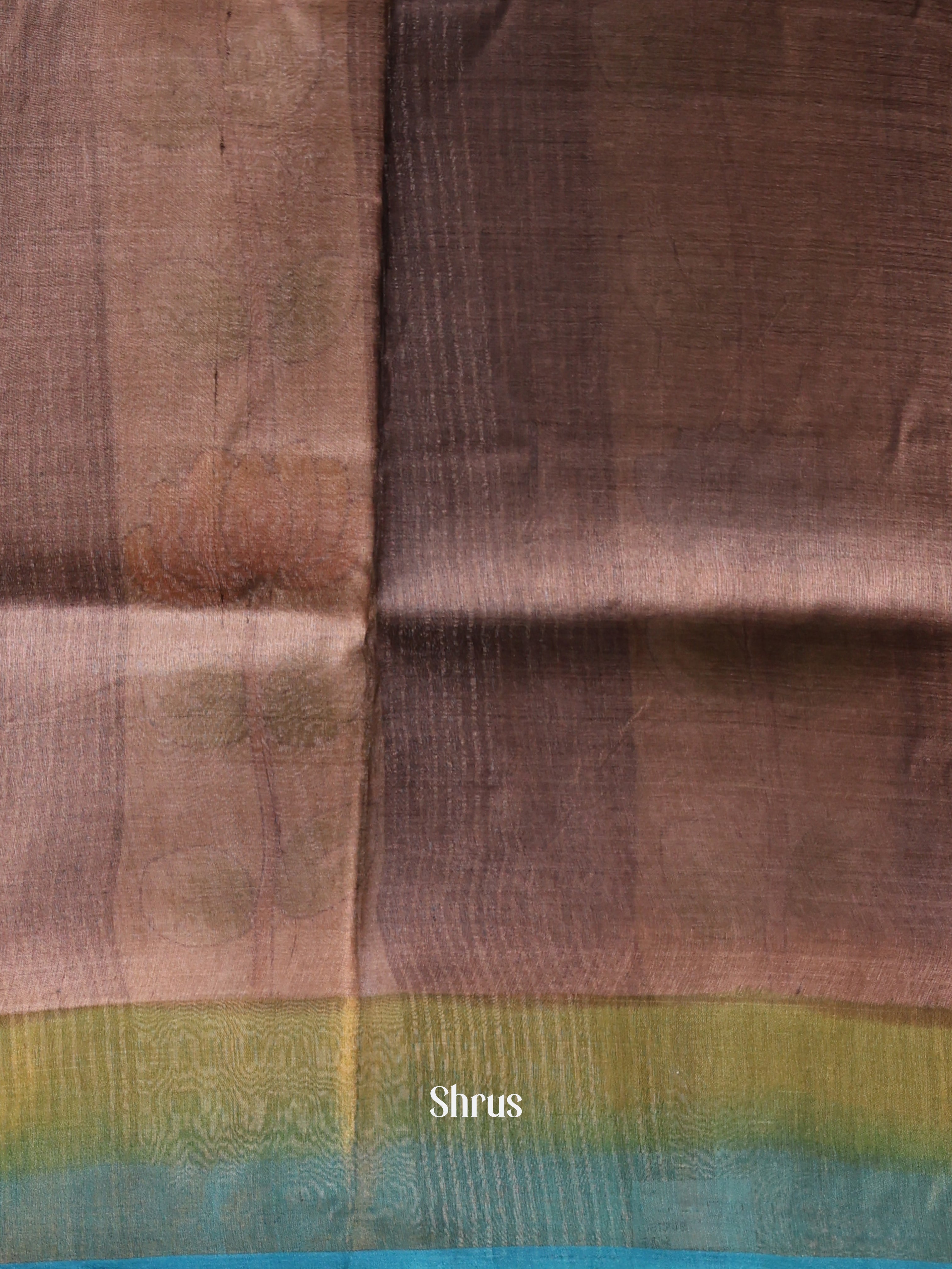 Brown & Blue- Tussar Saree