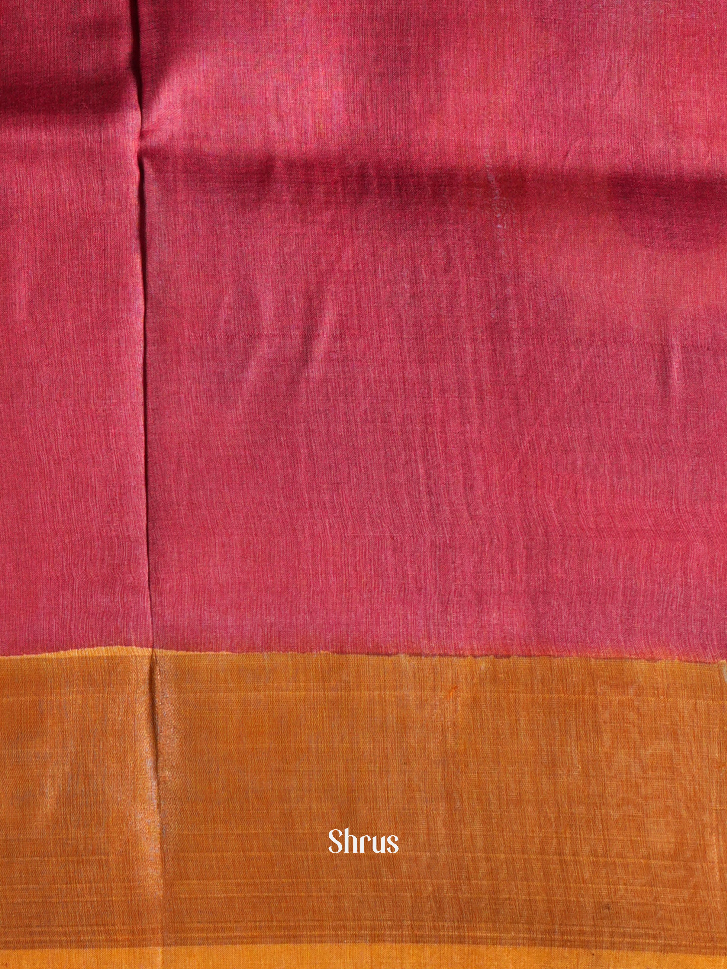 Mustard & Maroon - Tussar Saree