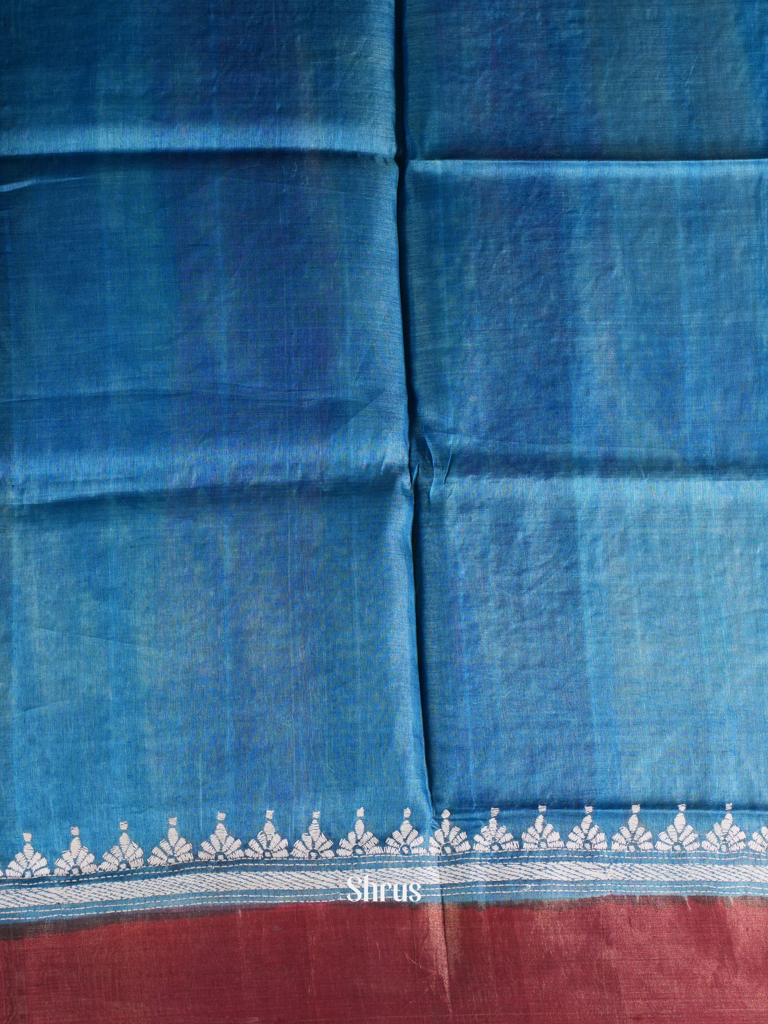 Blue & Pink - Tussar Saree