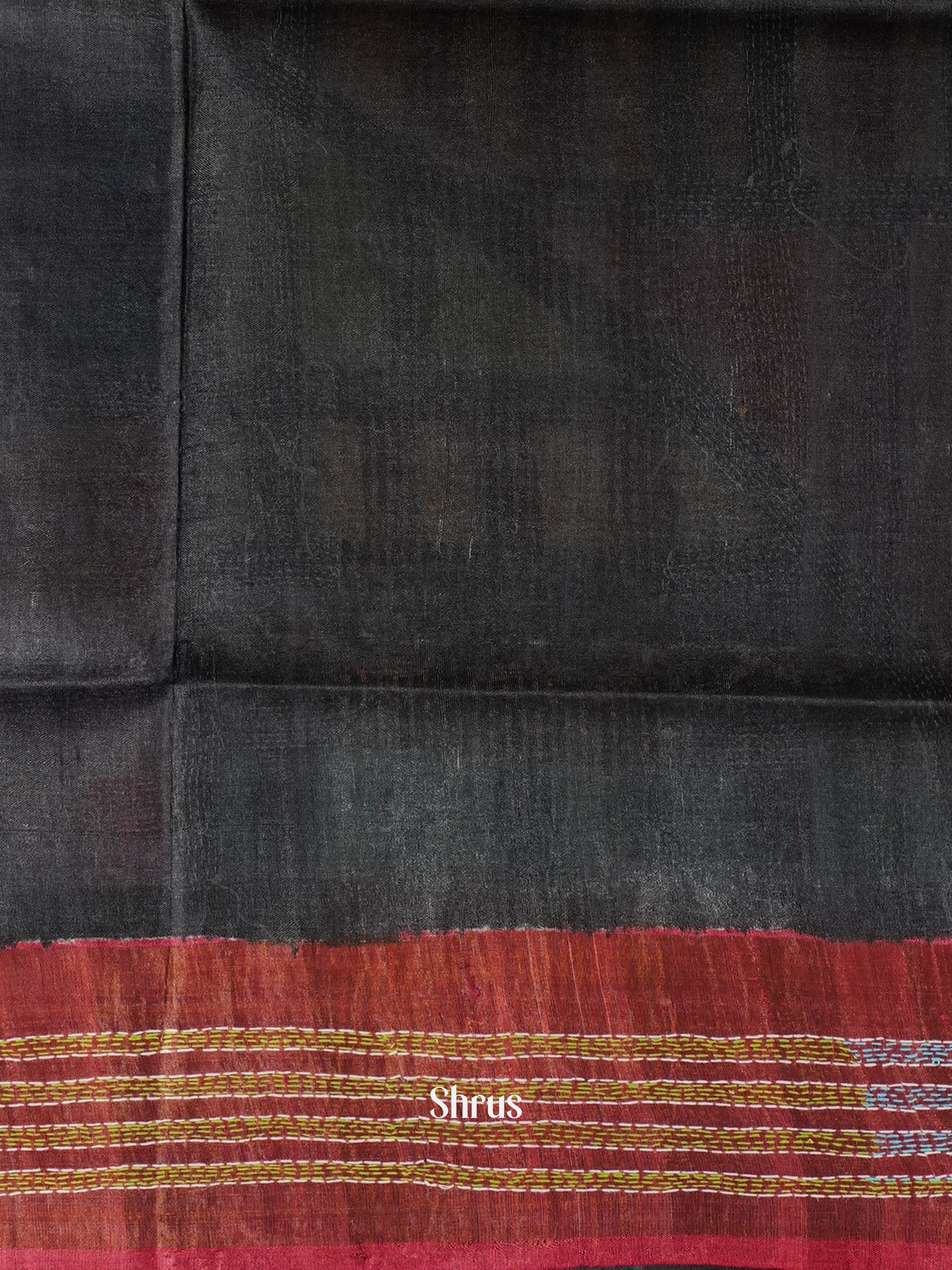 Black & Maroon- Tussar Saree