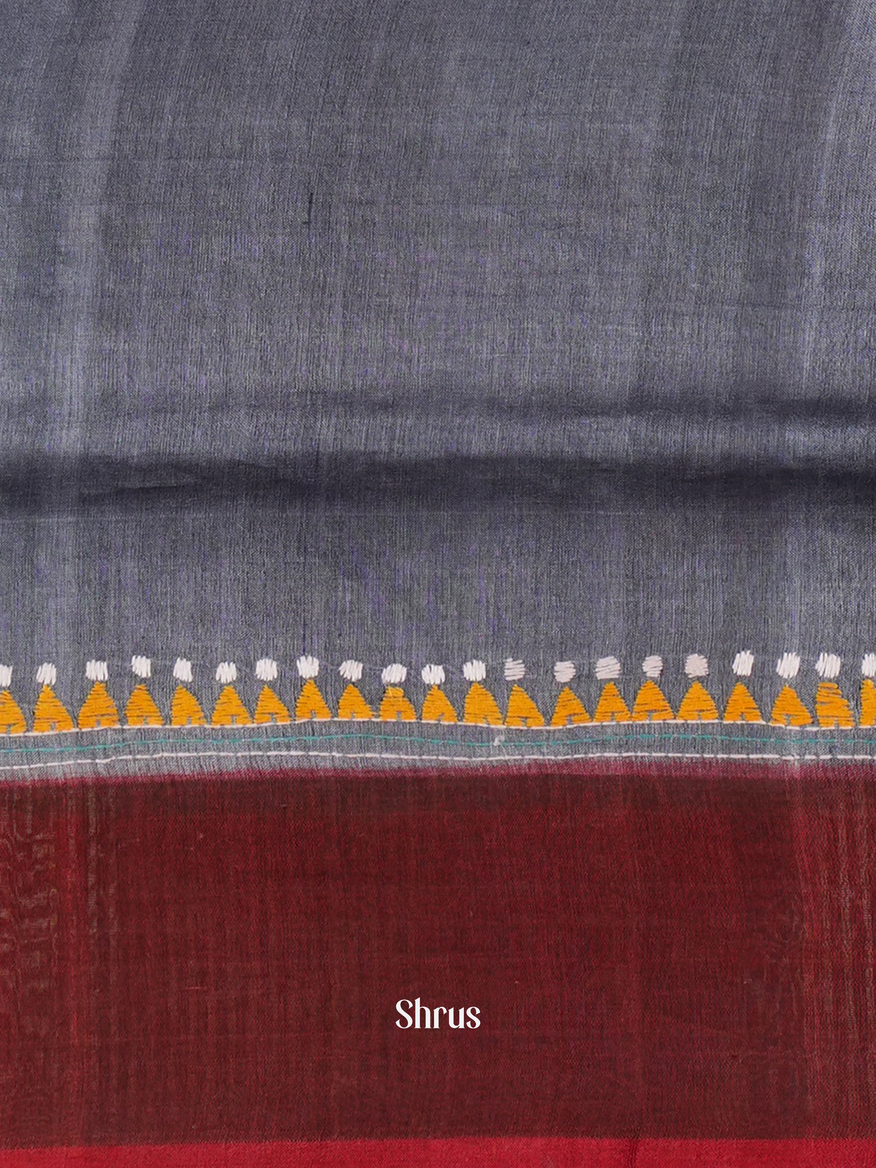 Grey & Brown  - Tussar Saree