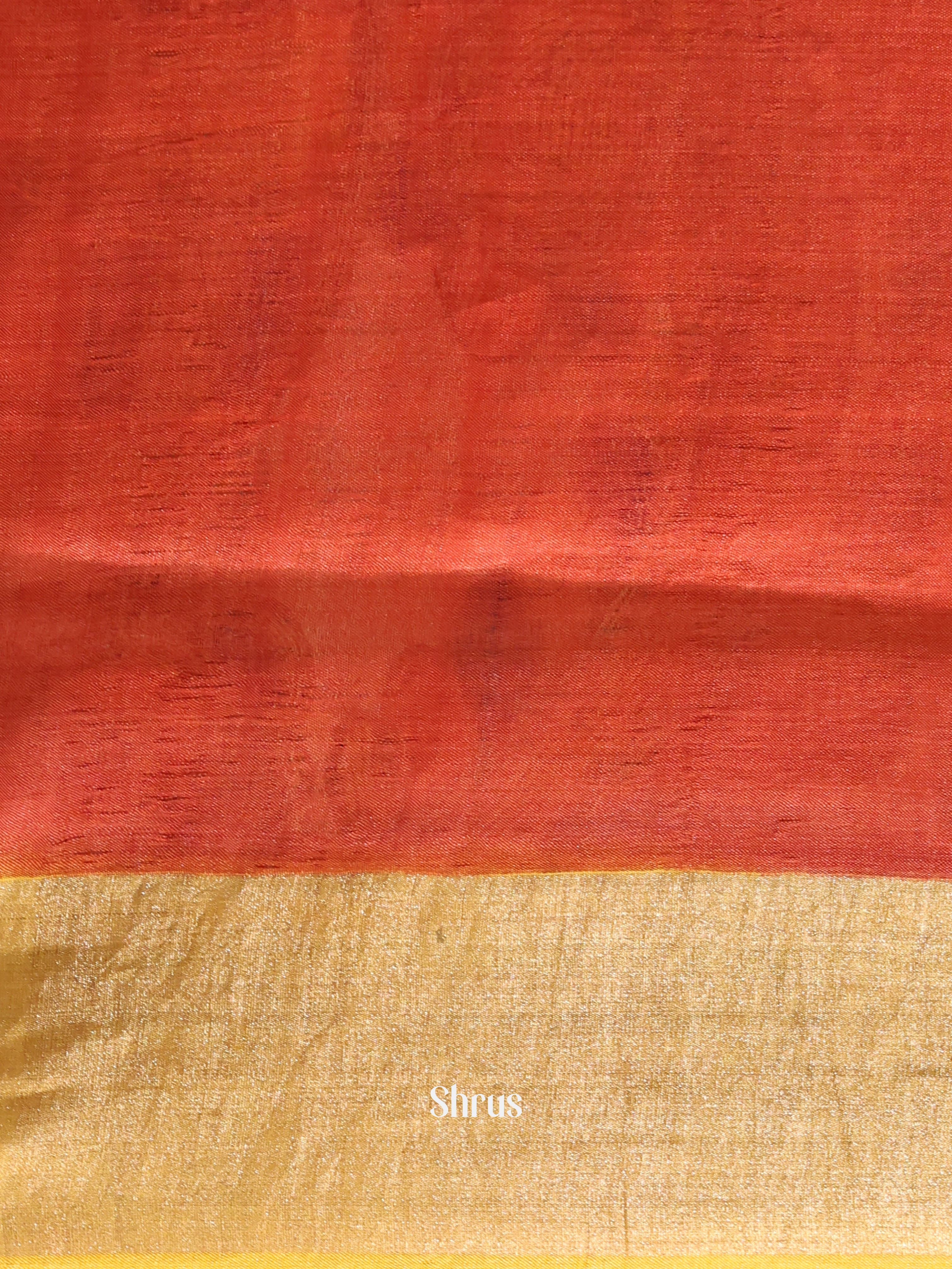 Beige & Mustard - Tussar Saree