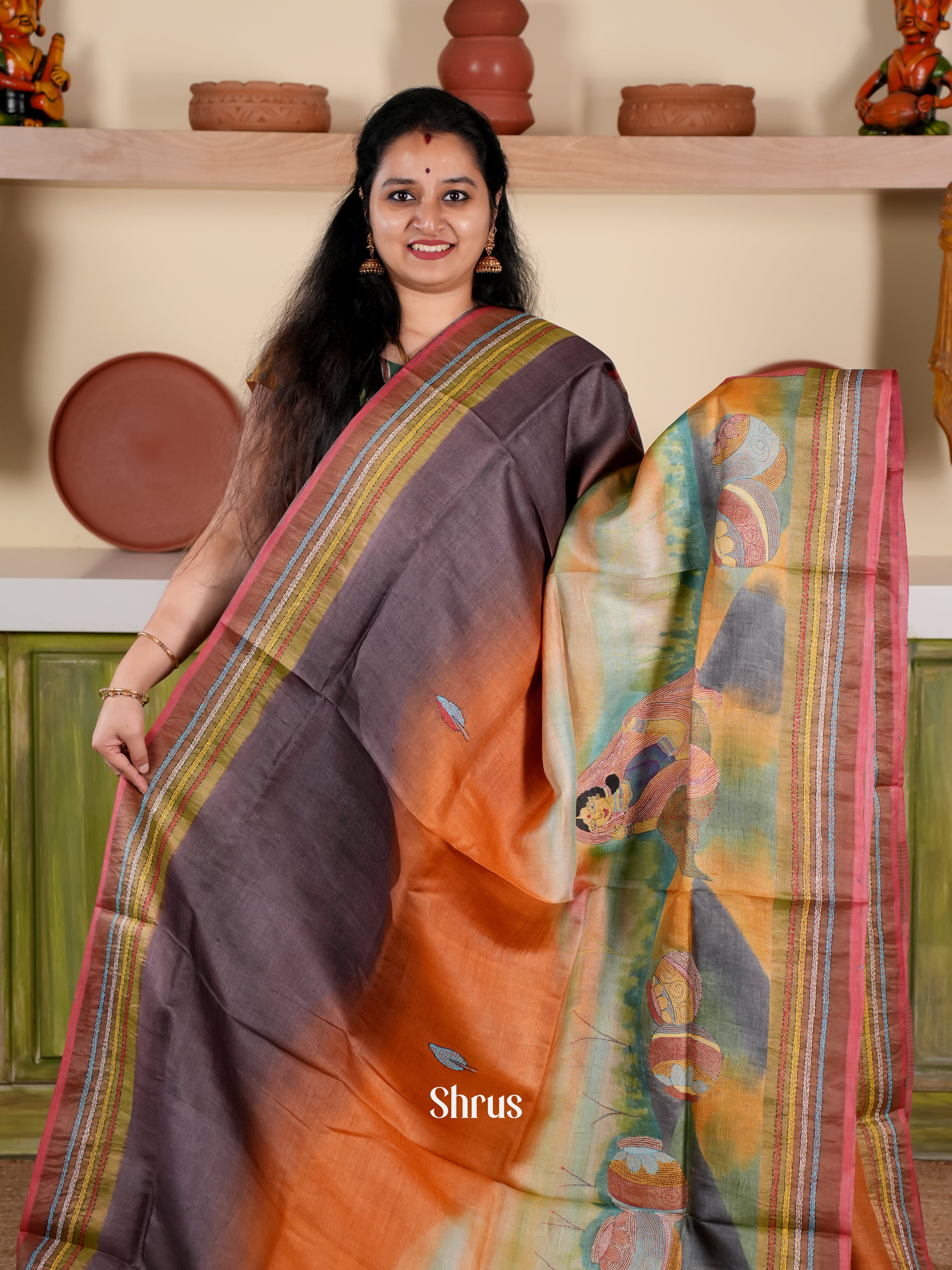 CJS22063 - Tussar Saree - Shop on Shrus.com