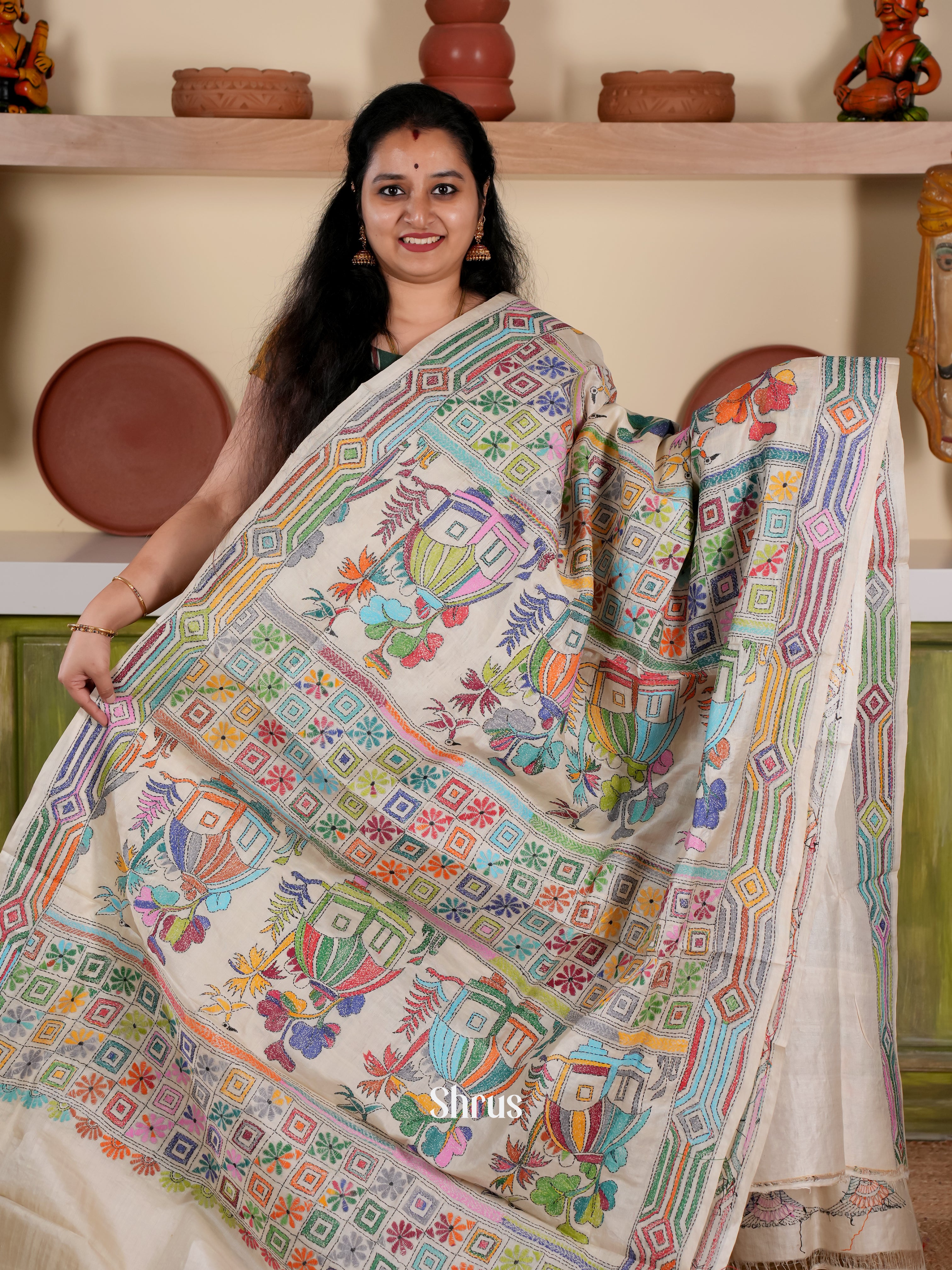 CJS22068 - Tussar Saree - Shop on Shrus.com
