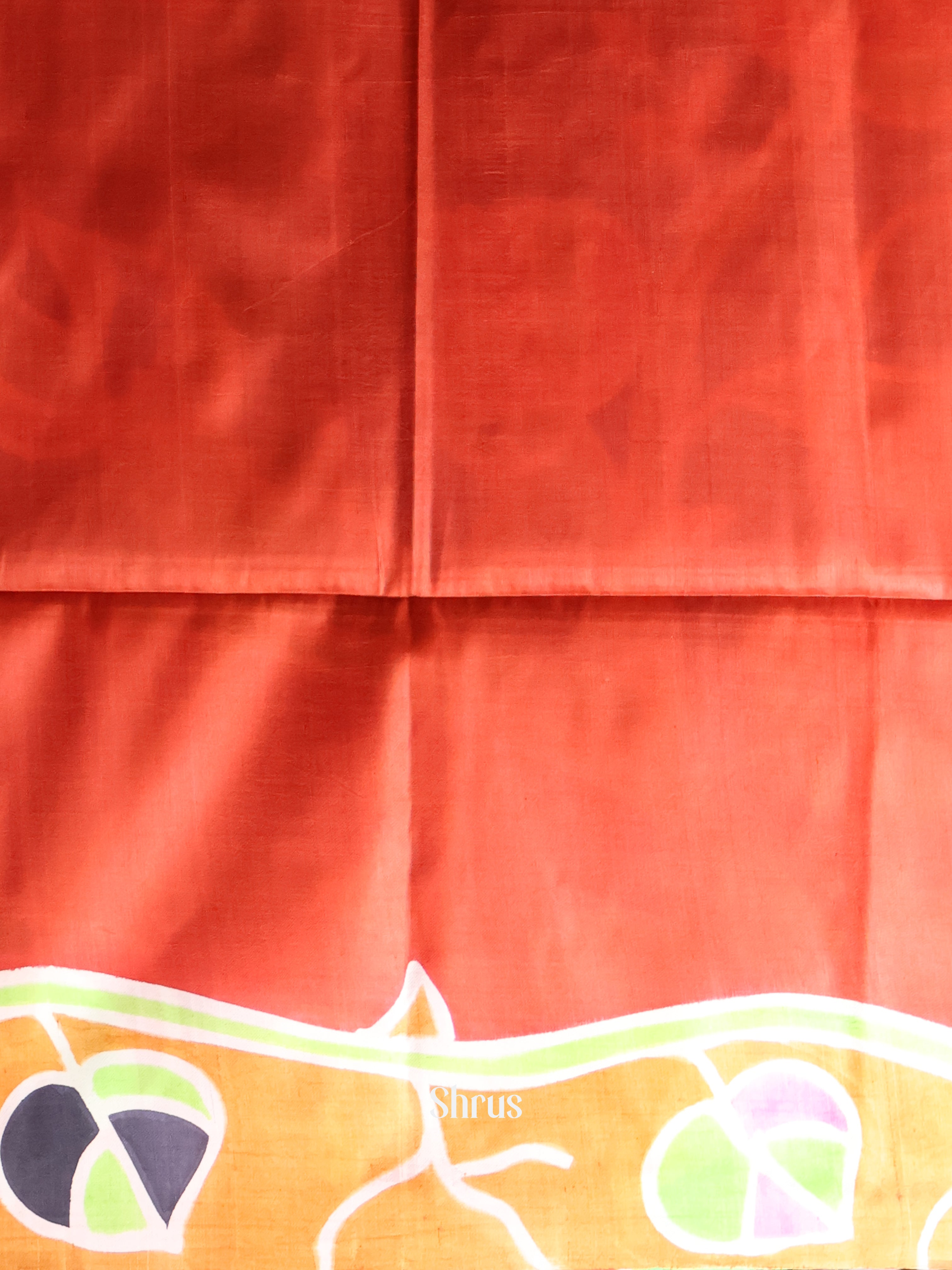 Dark Mustard & red - Murshidabad Silk Saree