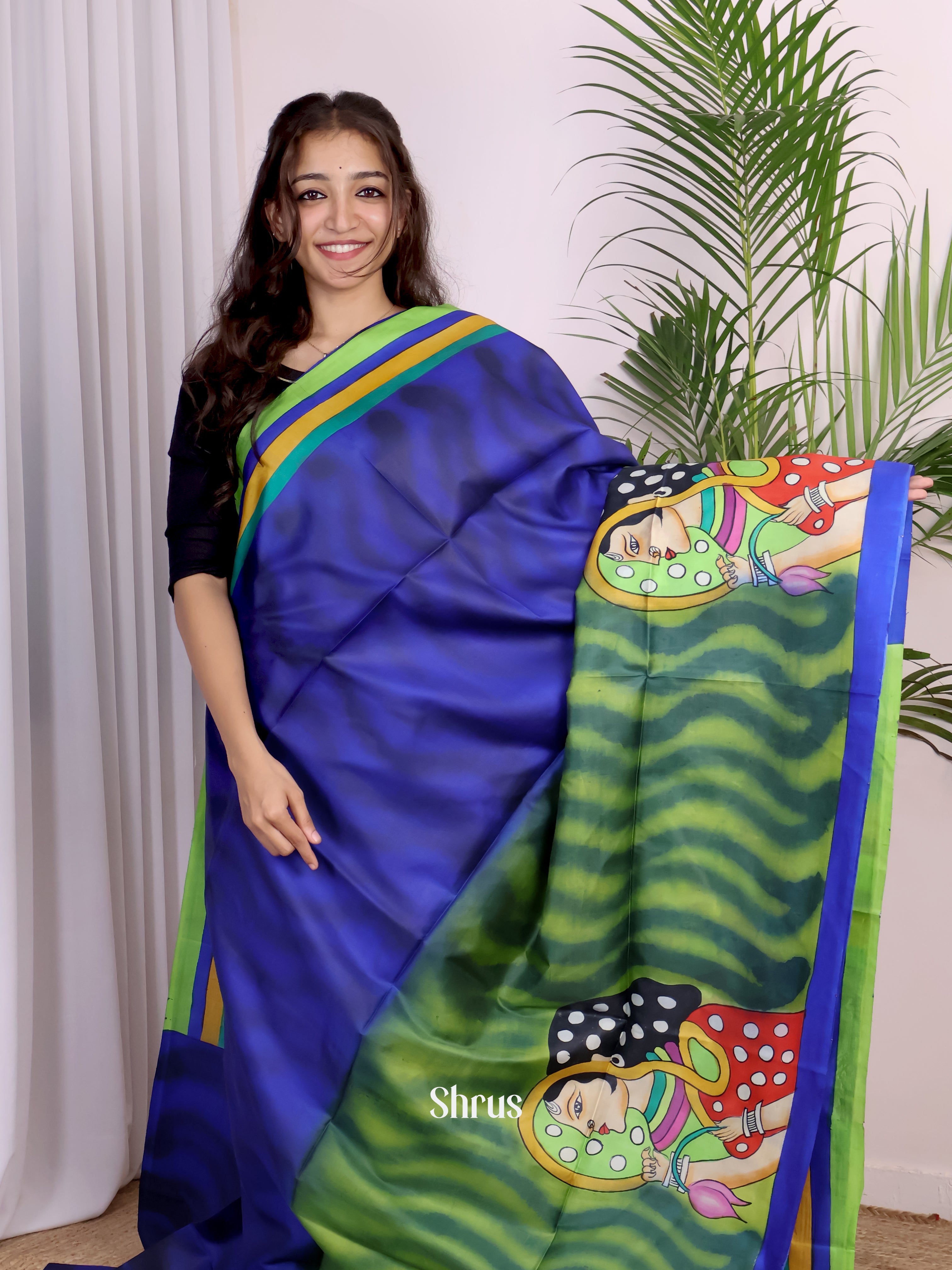 Blue & Green - Murshidabad Silk Saree