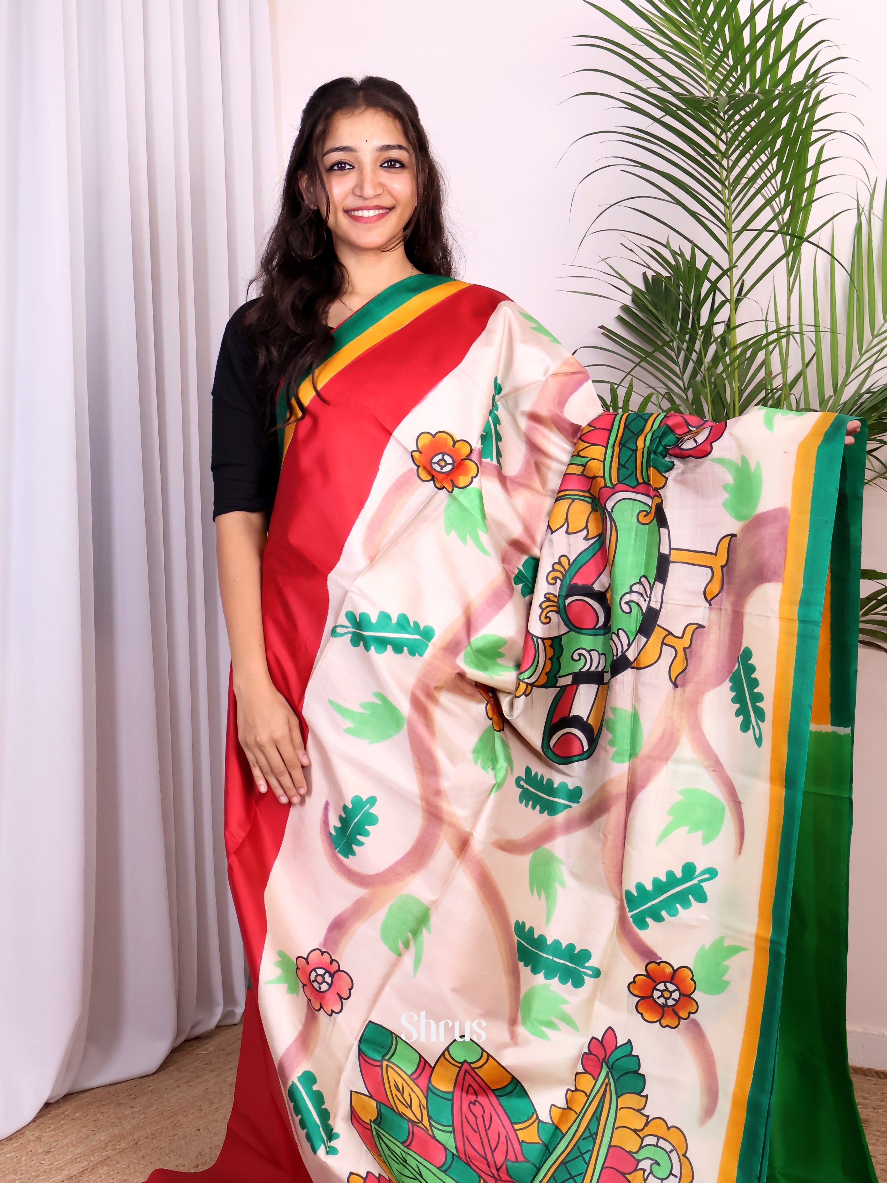 Pink & Red - Murshidabad Silk Saree