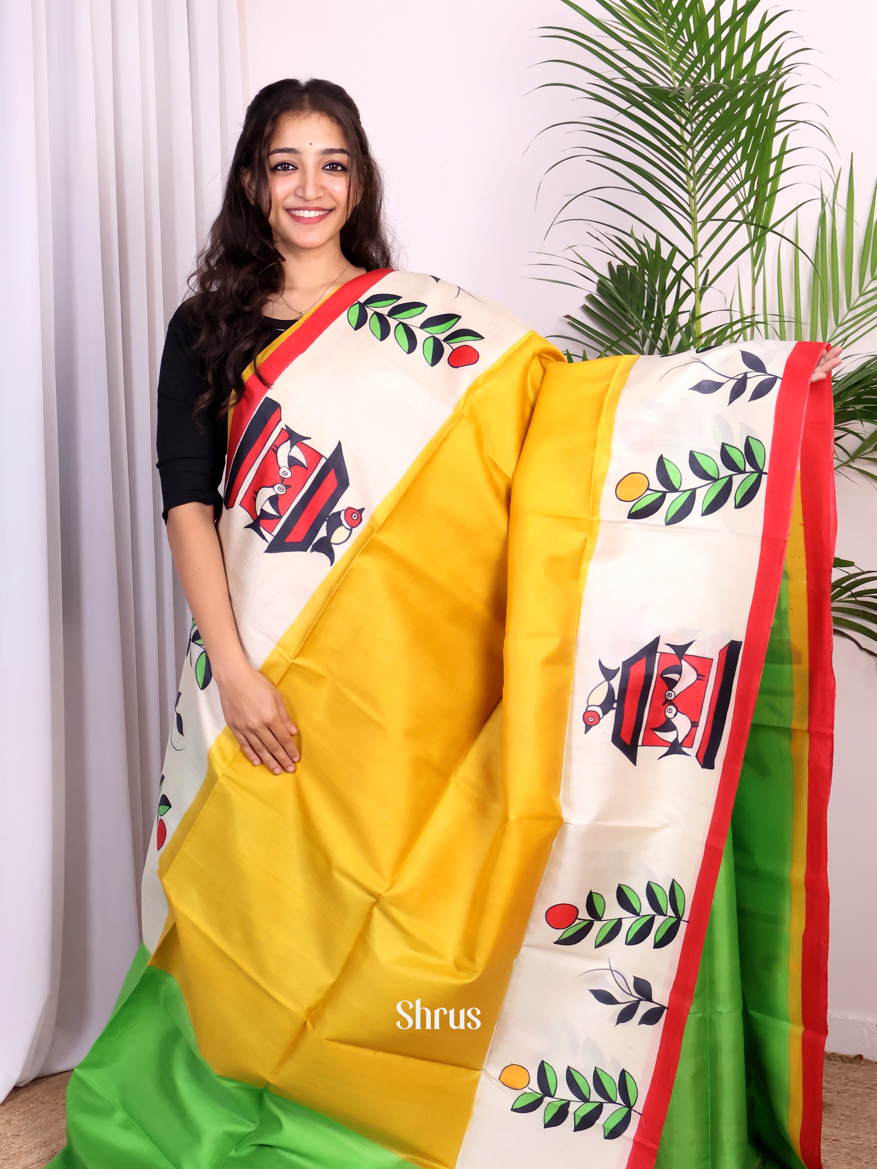 Mustard & Green - Murshidabad Silk Saree