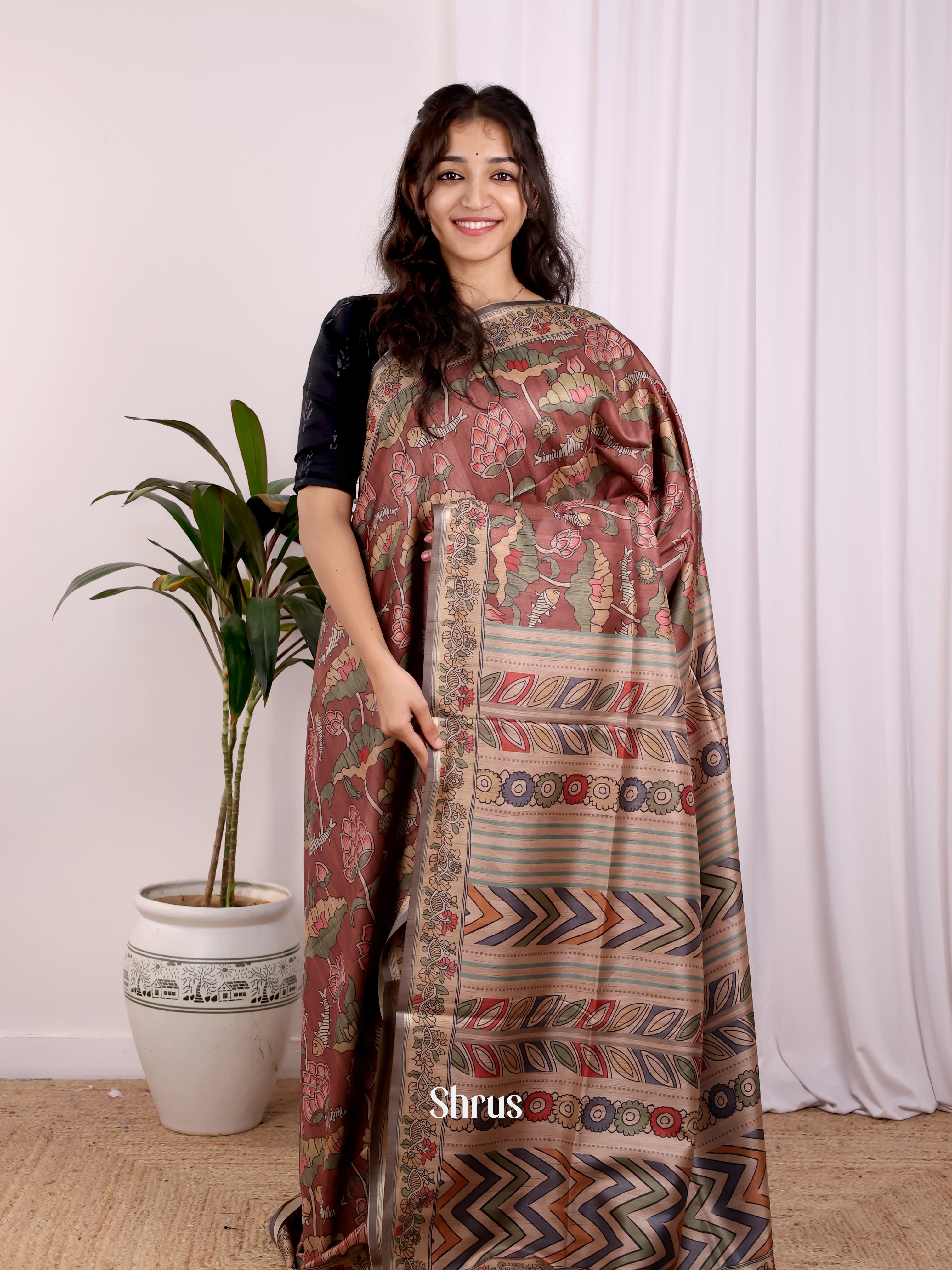 Brown - Champa semitussar Saree