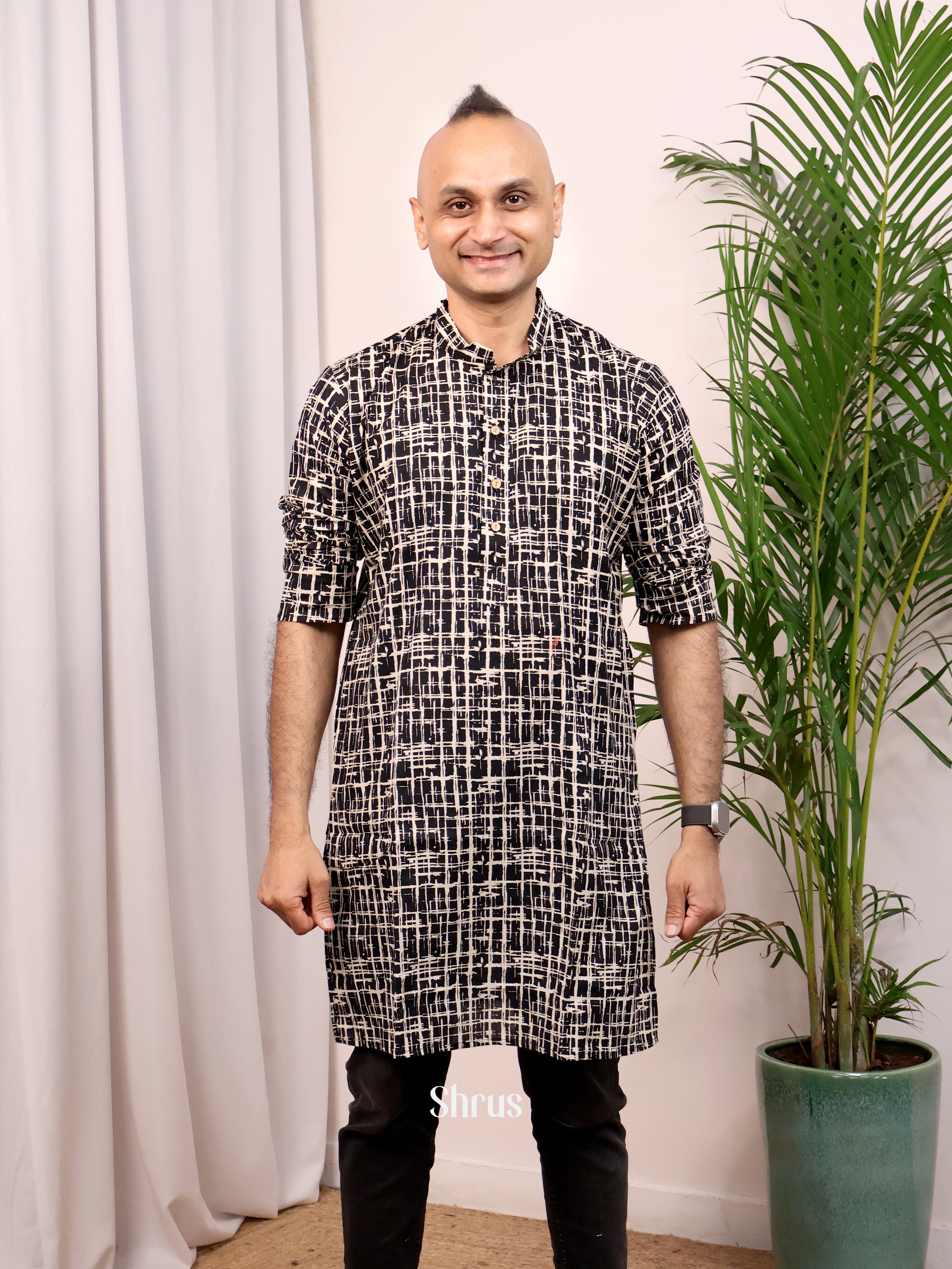 Black - Readymade Mens Kurta