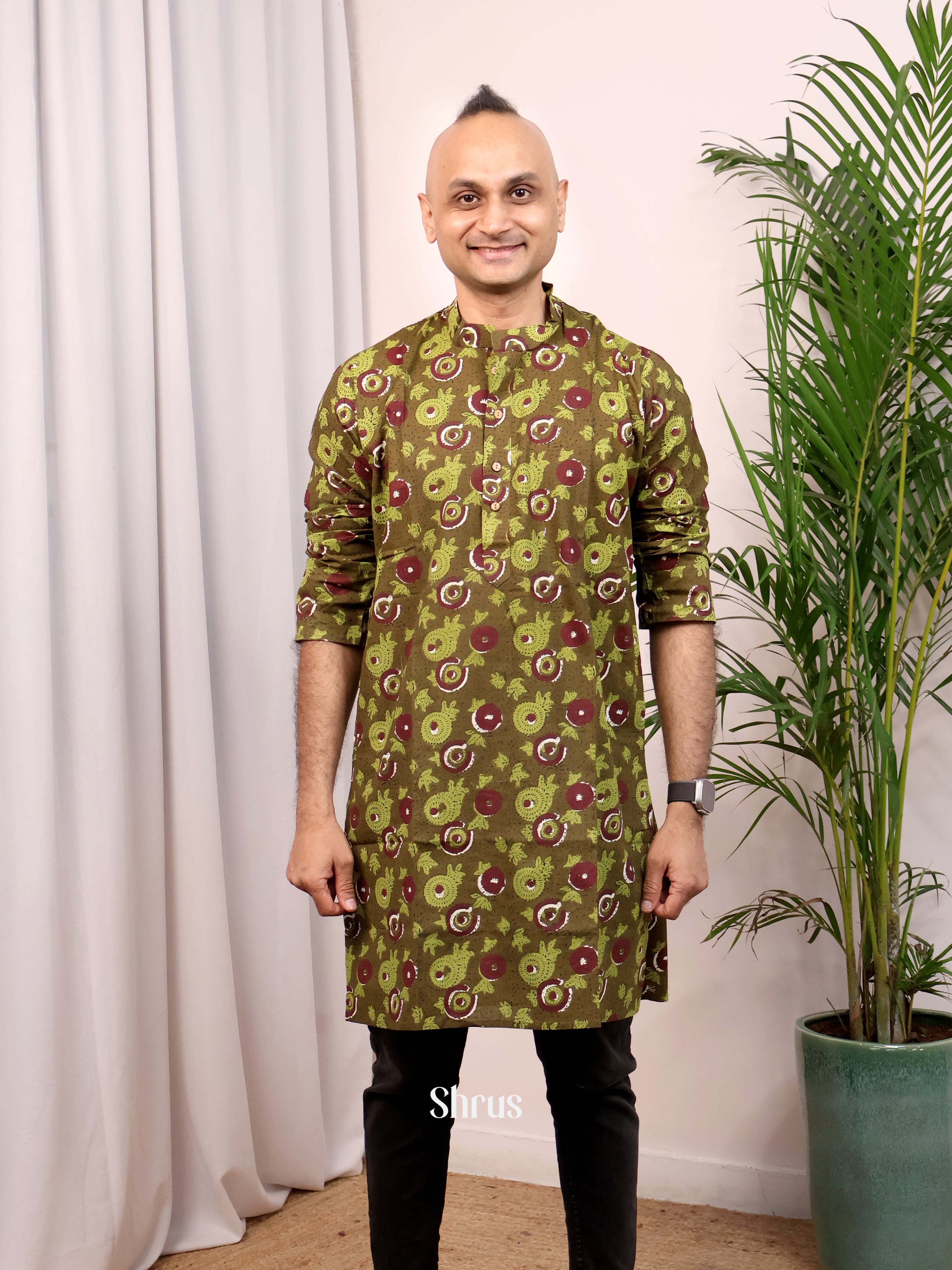 Green - Readymade Mens Kurta