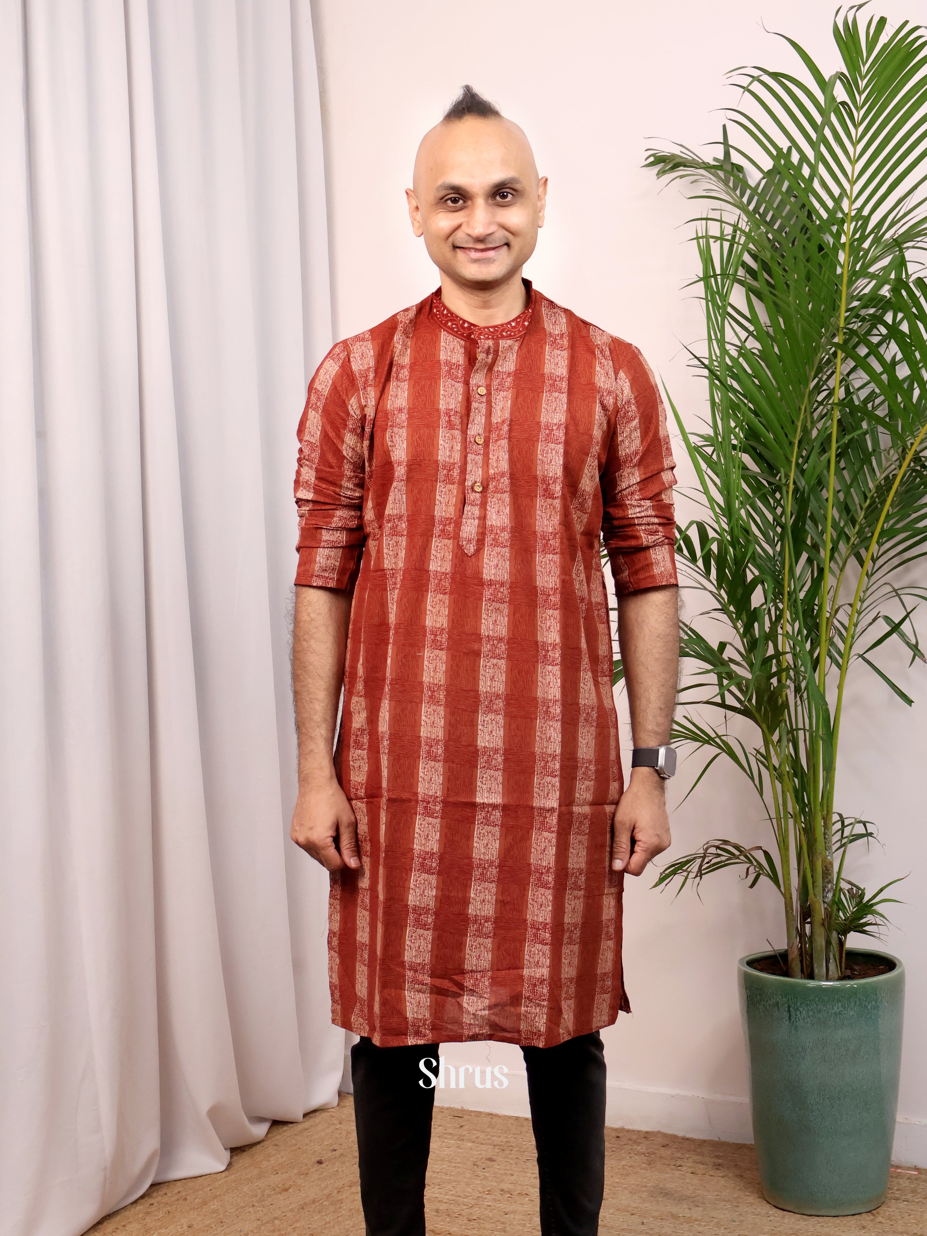 Mroon- Readymade Mens Kurta