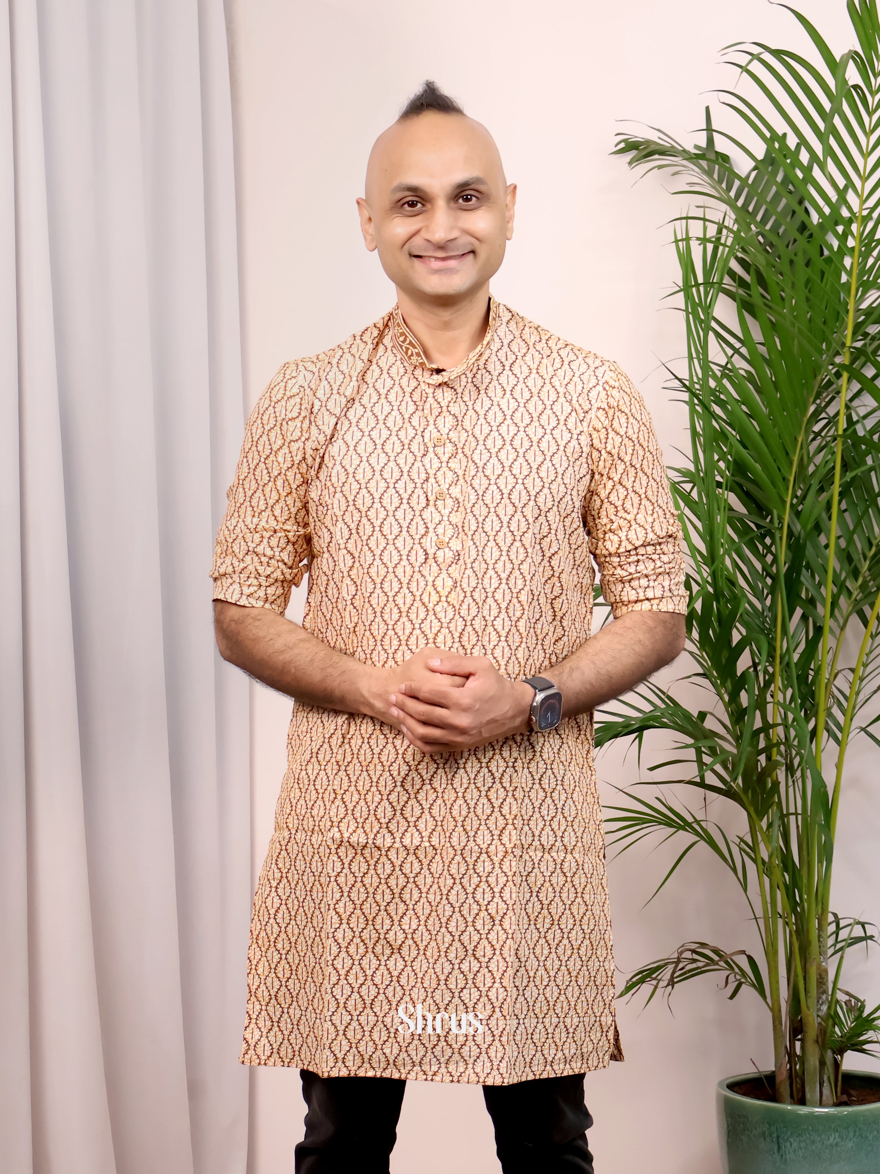 Cream - Readymade Mens Kurta